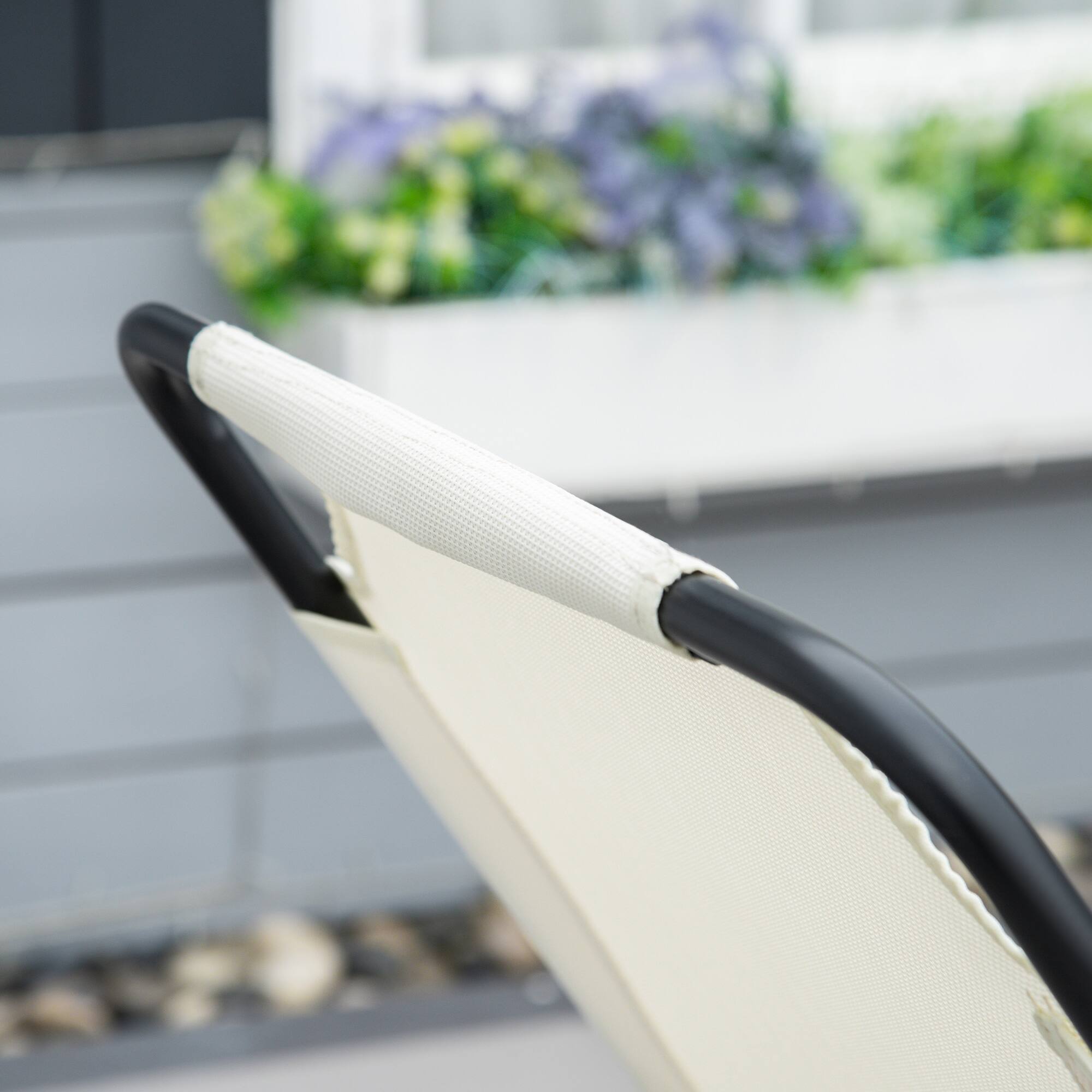 Alt View 5. Outsunny - Garden Rocking Chair, Outdoor Indoor Sling Fabric Rocker for Patio, Balcony, Porch, Cream White - Cream White.