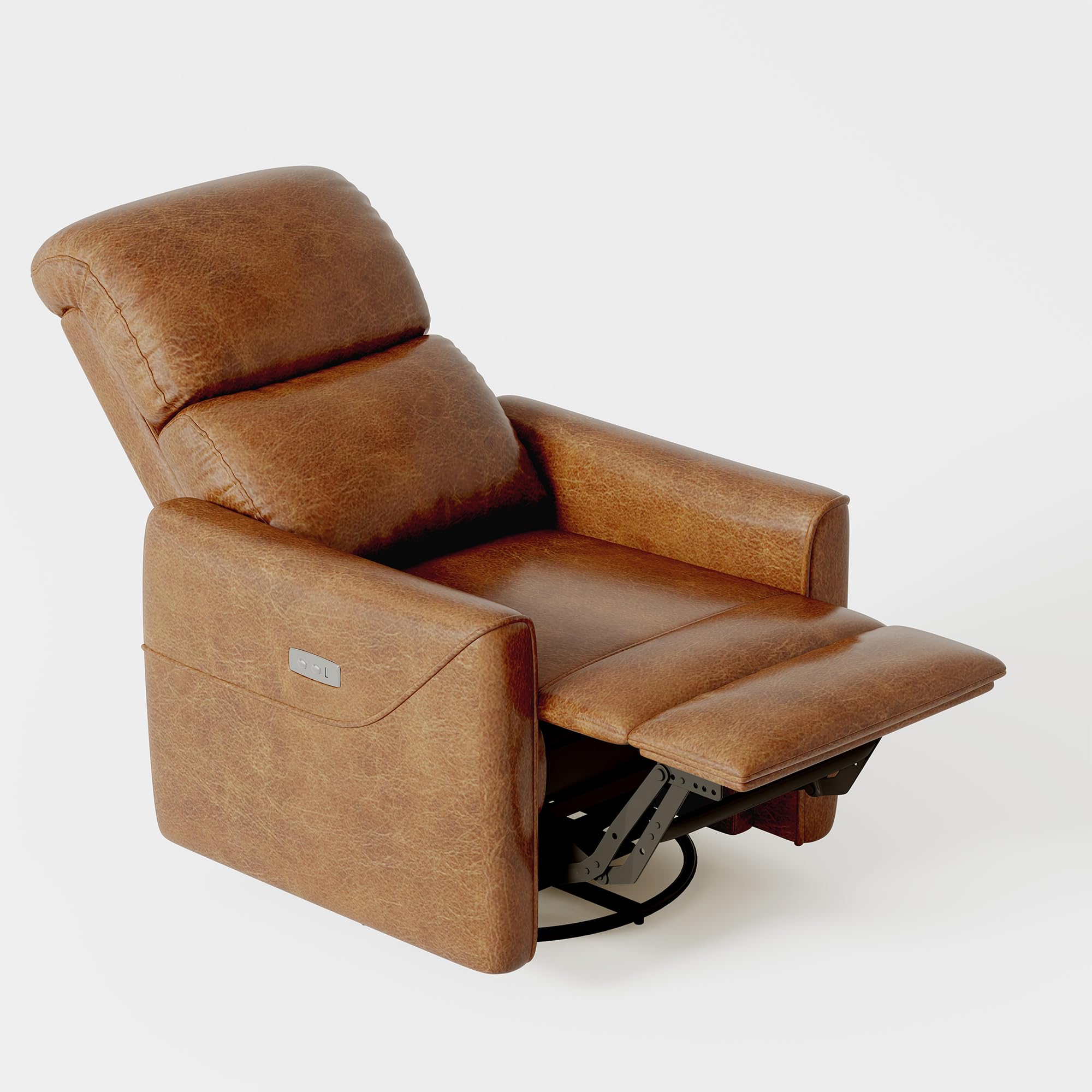 Alt View 4. Babevy - Power Recliner Chair Swivel Nursery Recliner Chair with Charging Port, Adjustable Footrest, Faux Leather - Brown.