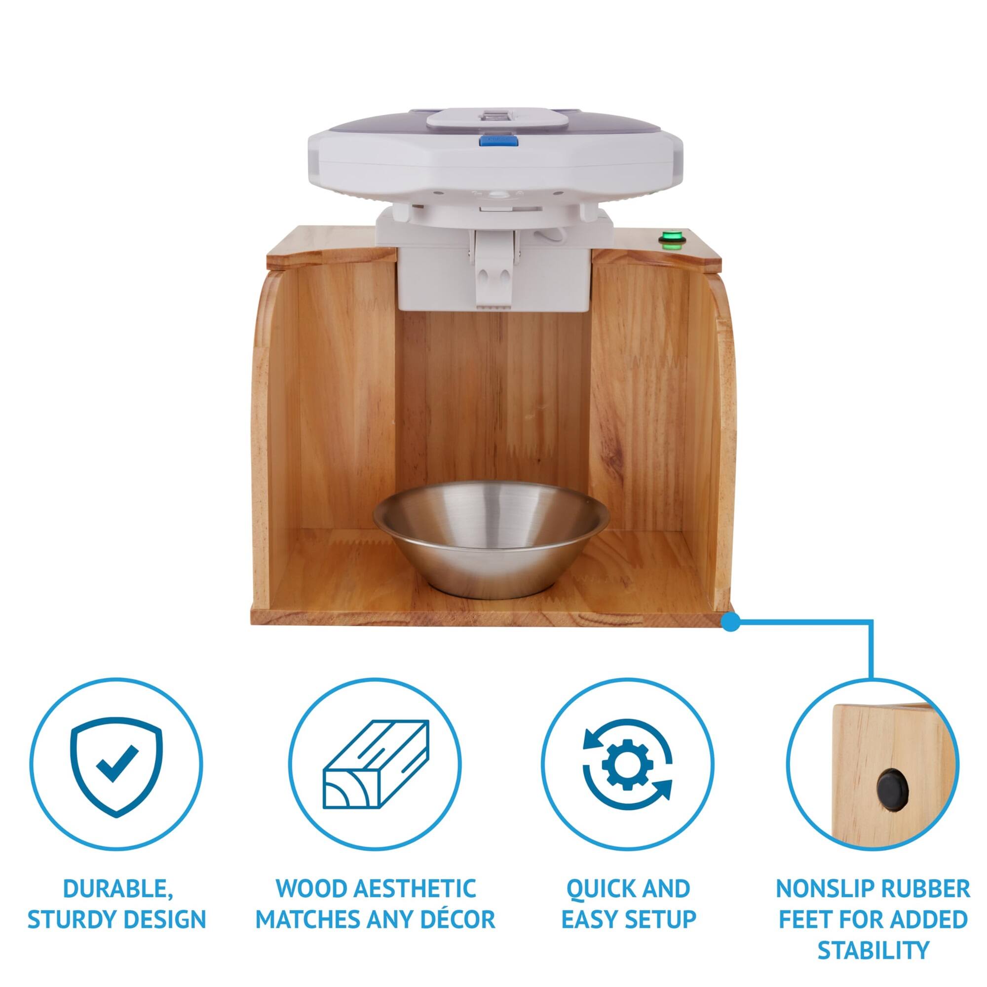 DURABLE, STURDY DESIGN  
WOOD AESTHETIC MATCHES ANY DECOR  
QUICK AND EASY SETUP  
NONSIP RUBBER FEET FOR ADDED STABILITY
