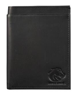 Rico Industries - Boise State Broncos Black Leather RFID Blocking Passport Holder Cover Travel Billfold Wallet for Men & Women - Multi