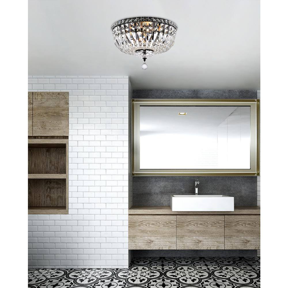 Left. Elegant Lighting - Tranquil 16 inch black flush mount - Black And Clear.