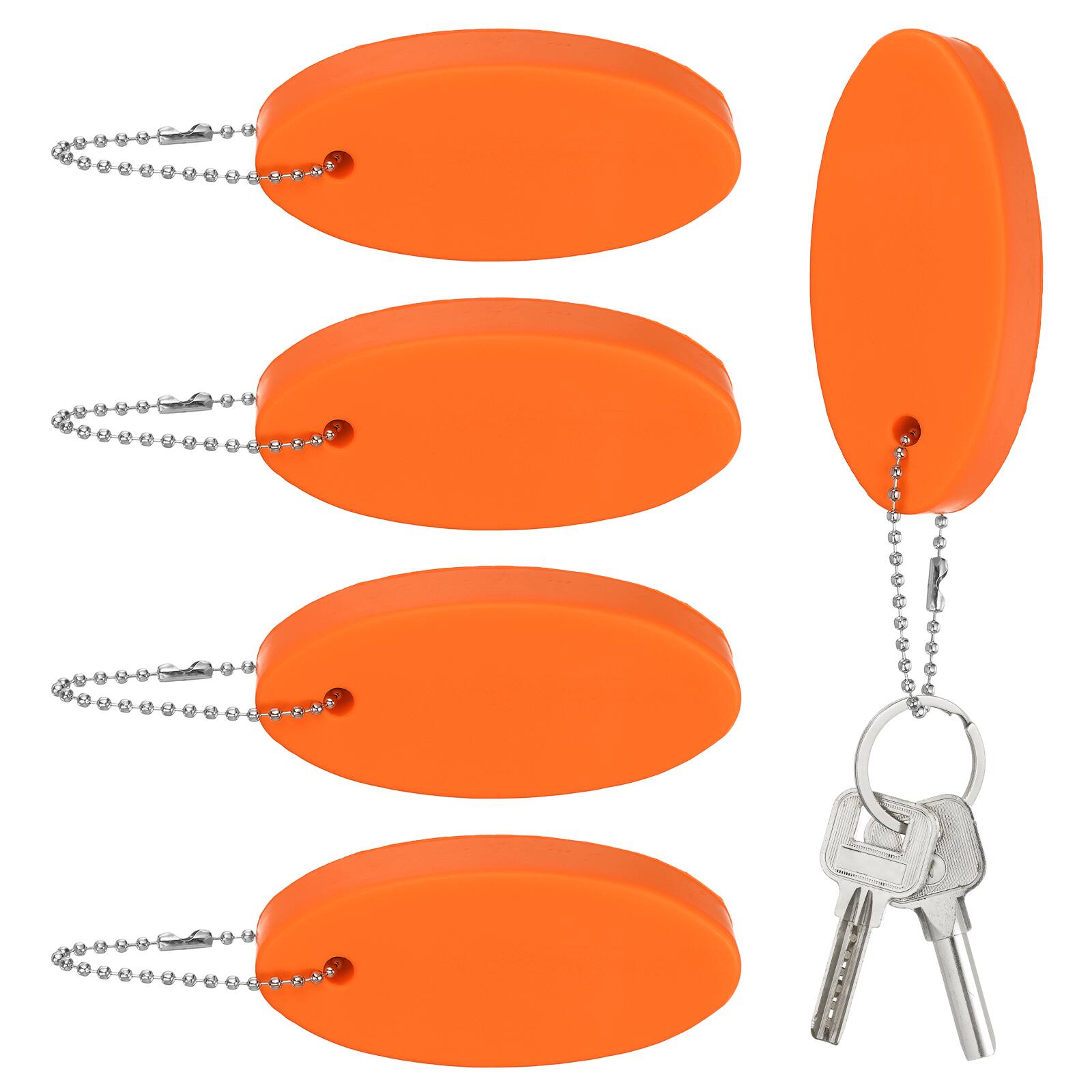 Front. Unique Bargains - Floating Keychain, Bright Color Key Float Keyring Holder Waterproof, 5pcs - Fits Boating/Fishing/Swimming/Water Sports - Orange.