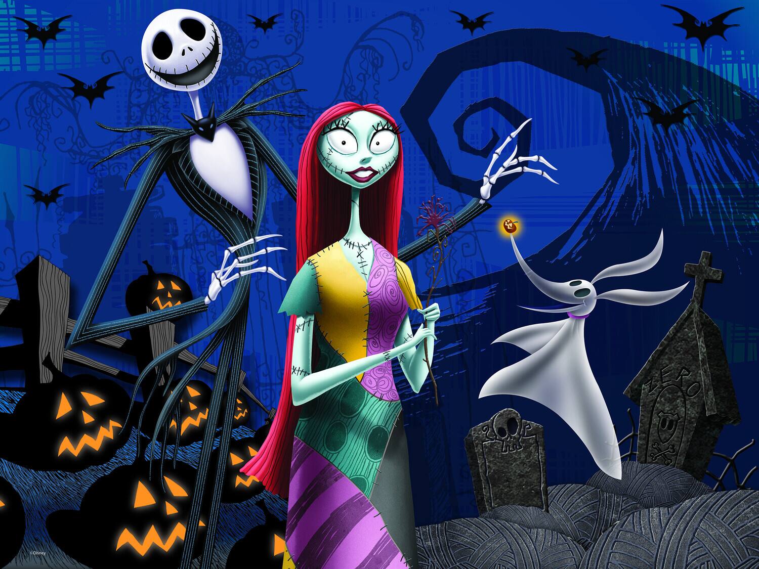 Alt View 1. PopMarket - The Nightmare Before Christmas Jack, Sally and Zero 500pc 24x18 in 3D Lenticular Puzzle   - COLLECTIBLES - Multicolor.