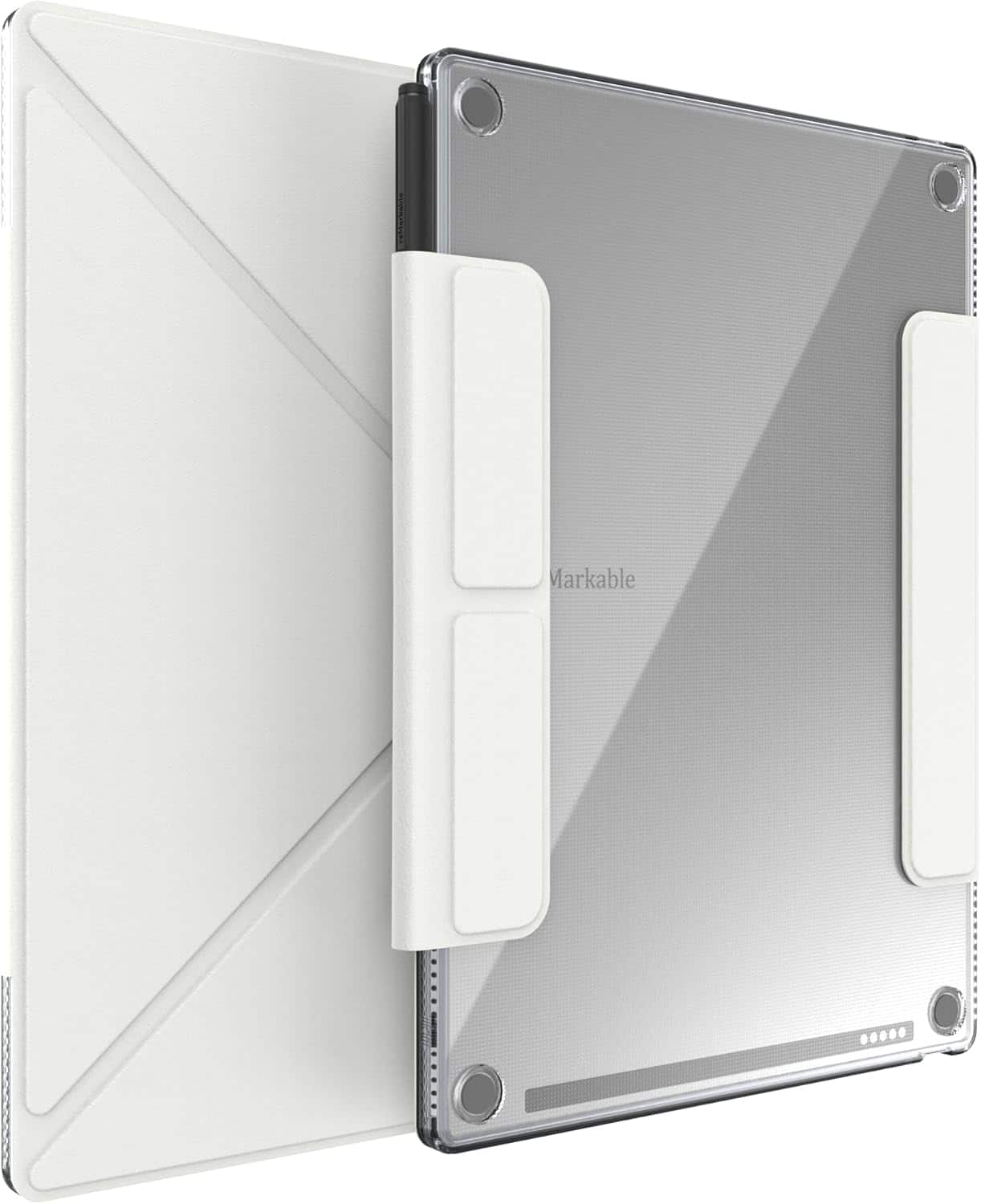 TUDIA - M-FLIP Detachable Clear Magnetic Case for Remarkable Paper Pro 11.8" - Off White