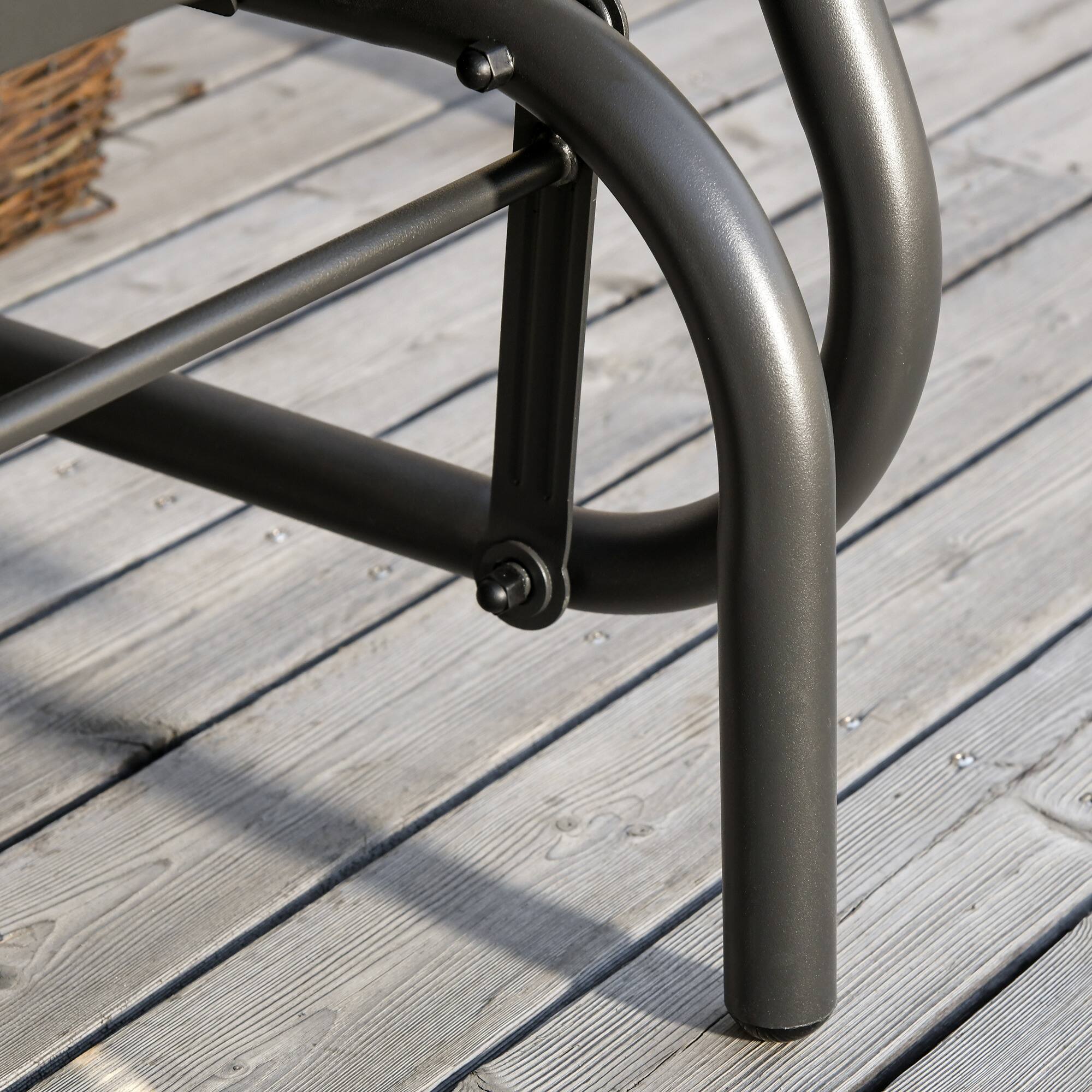 Alt View 7. Outsunny - Porch Glider, Metal Frame Swing Glider Chair with Breathable Mesh Fabric, Steel Frame and Curved Armrests for Garden - Black.