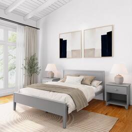 Plank+Beam - Queen-Size Bed with Panel Headboard, Grey - Gray