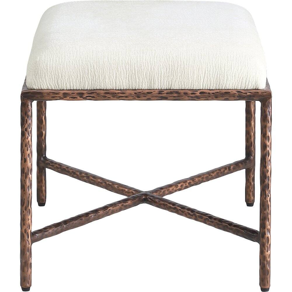 Alt View 3. Meridian Furniture - Valley Cream Chenille Fabric Bench - Beige.