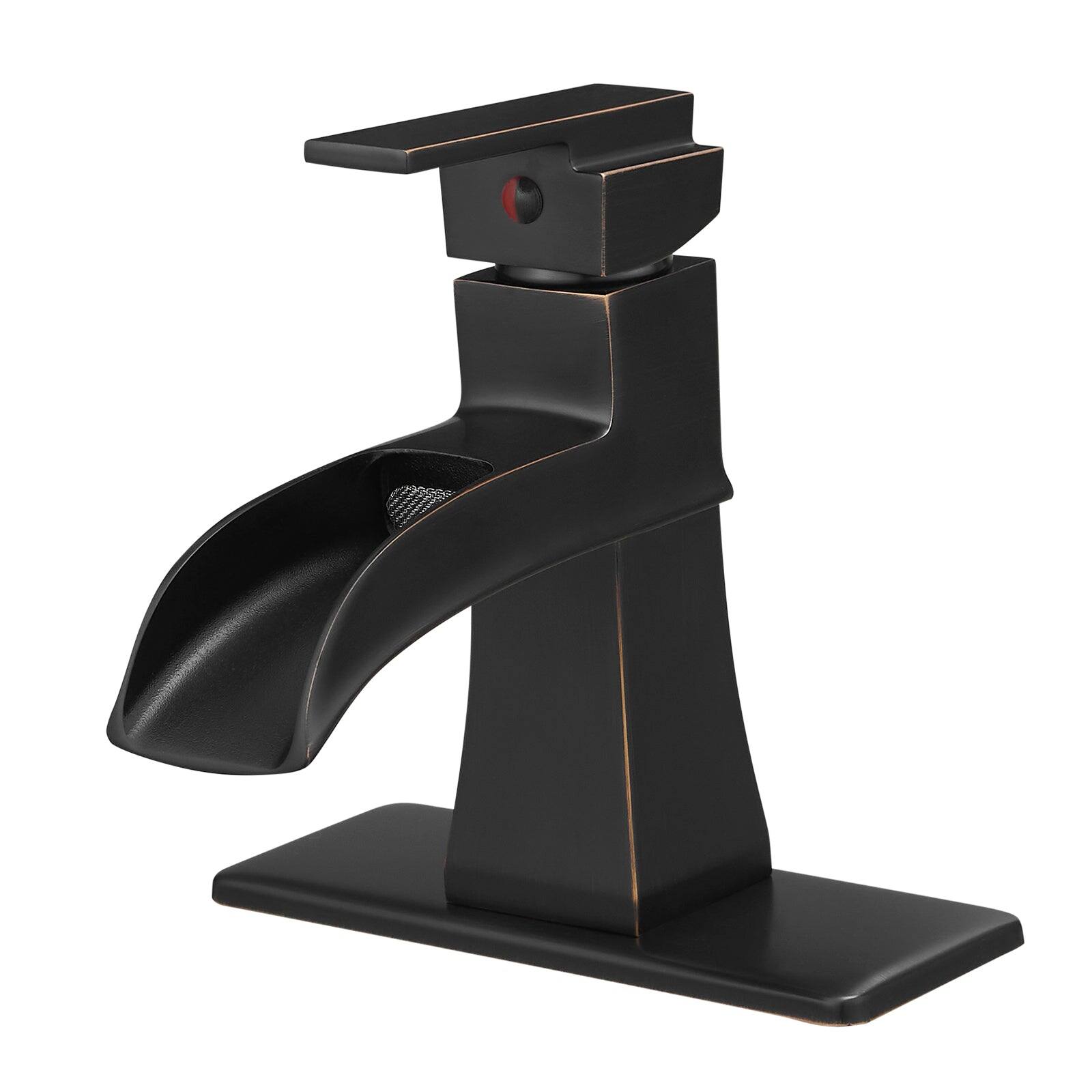 Front. Boyel Living - Single Handle Single Hole Bathroom Faucet Oil Rubbed Bronze with Deck Plate Pop Up Drain and Water Supply Hoses - Oil Rubbed Bronze.