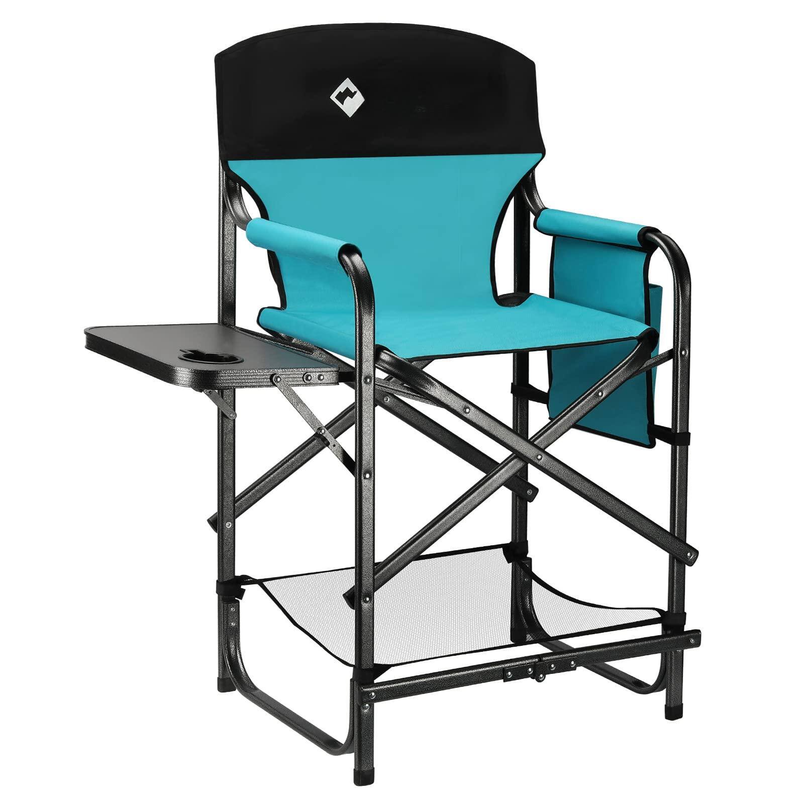 JETRANSPORT - Heavy Duty Directors Chair Folding Camping Chairs With Cooler Bag Portable Foldable For Camp Tailgating - Blue 20 D x 24 W x 41 H