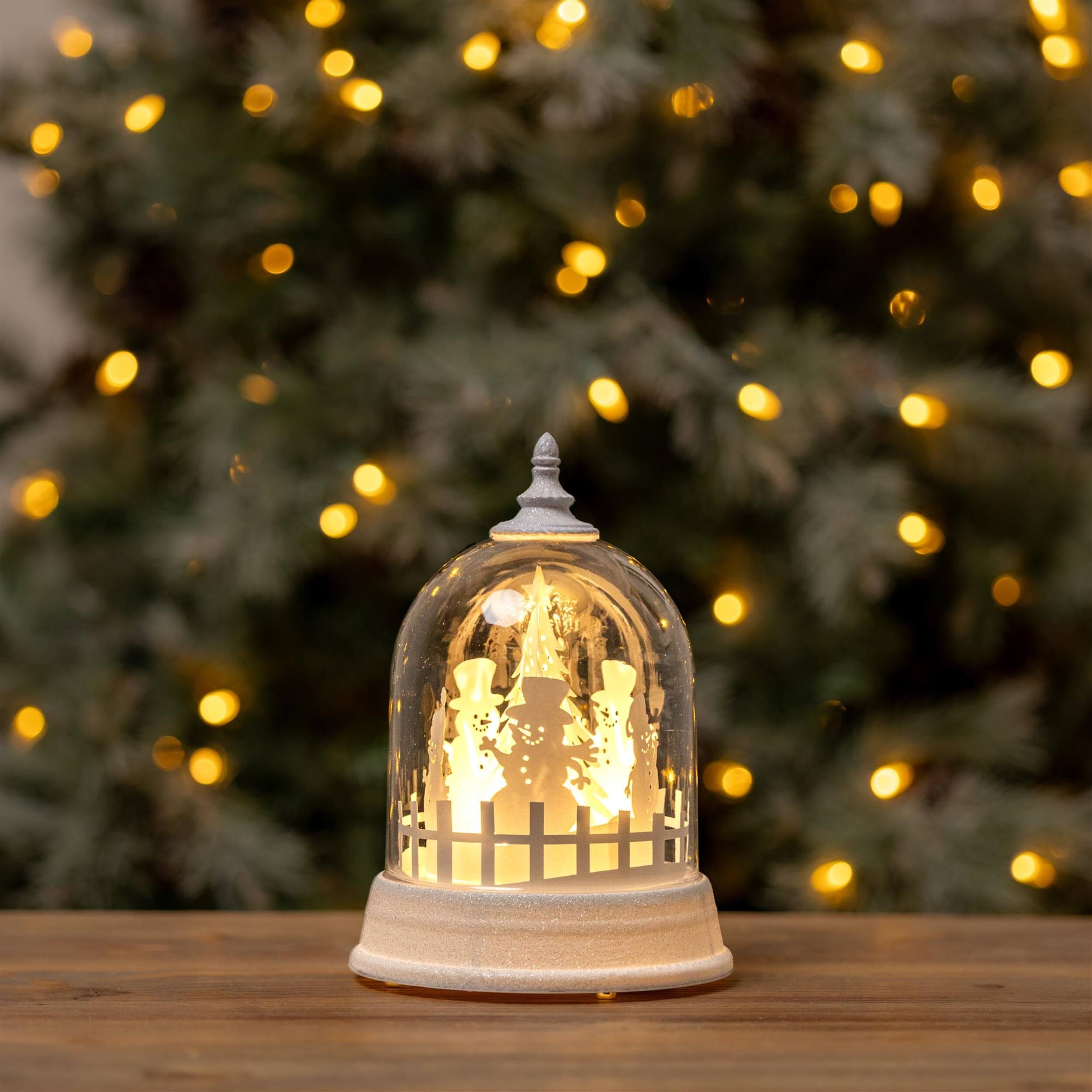 Angle. BreeBe - LED Rotating Snowman Globe 8.5"H - White.