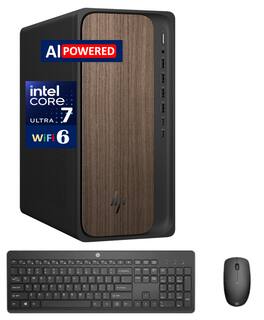 HP - OmniDesk Desktop (Ultra 7-265, 8GB, 256GB PCIe SSD, Intel Graphics, Win 11 Home, ) - Dark Wood