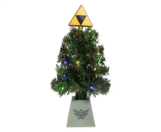 Front. Halo - The Legend of Zelda Triforce LED USB-Powered Light-Up Desktop Holiday Tree - Green.