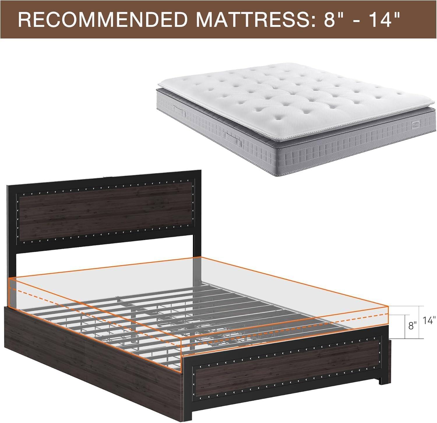 RECOMMENDED MATTRESS: 8" - 14"