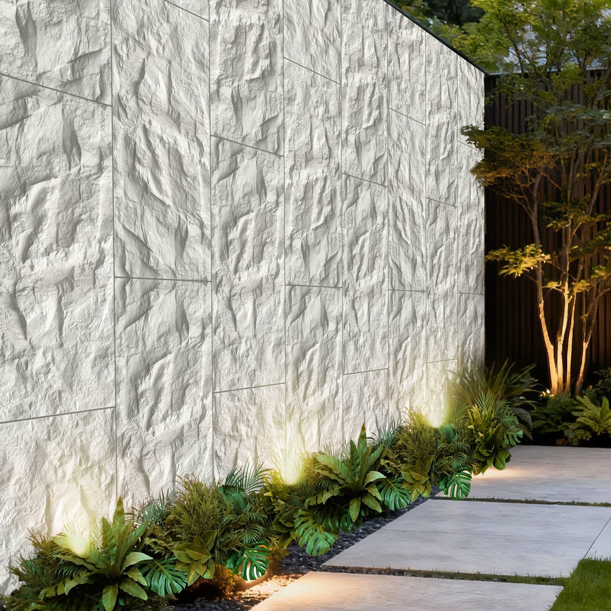 Alt View 3. Boyel Living - 6-Pack 23.62-in x 47.24-in White Marble 3D Faux Stone Polyurethane Wall Panel - White Marble.
