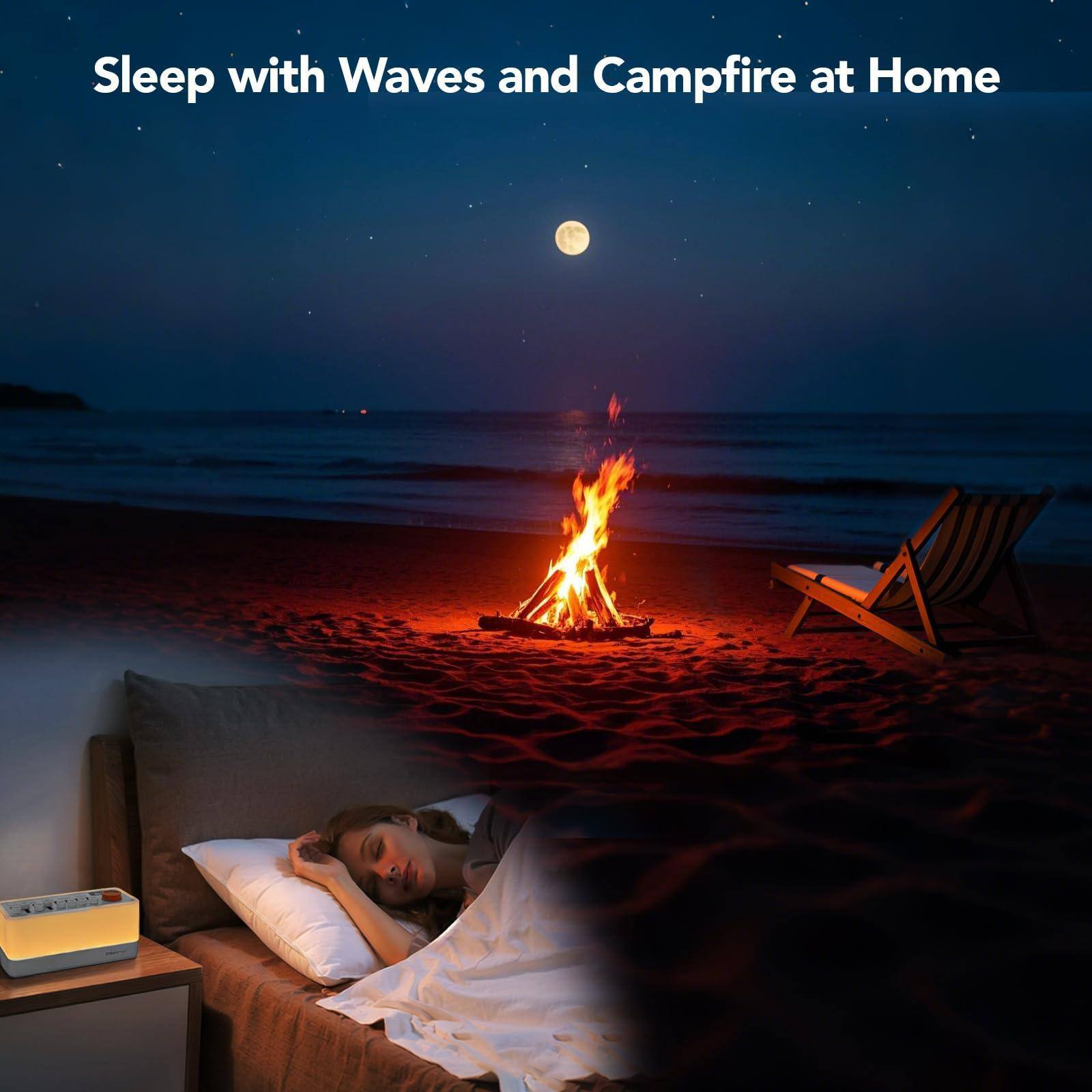 Sleep with Waves and Campfire at Home