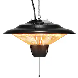 VEVOR - Hanging Patio Heater, 1500W Electric Space Infrared Heater, IP34 Protection with 23.6 inch Pull Cord & Adjustable Chain - Black