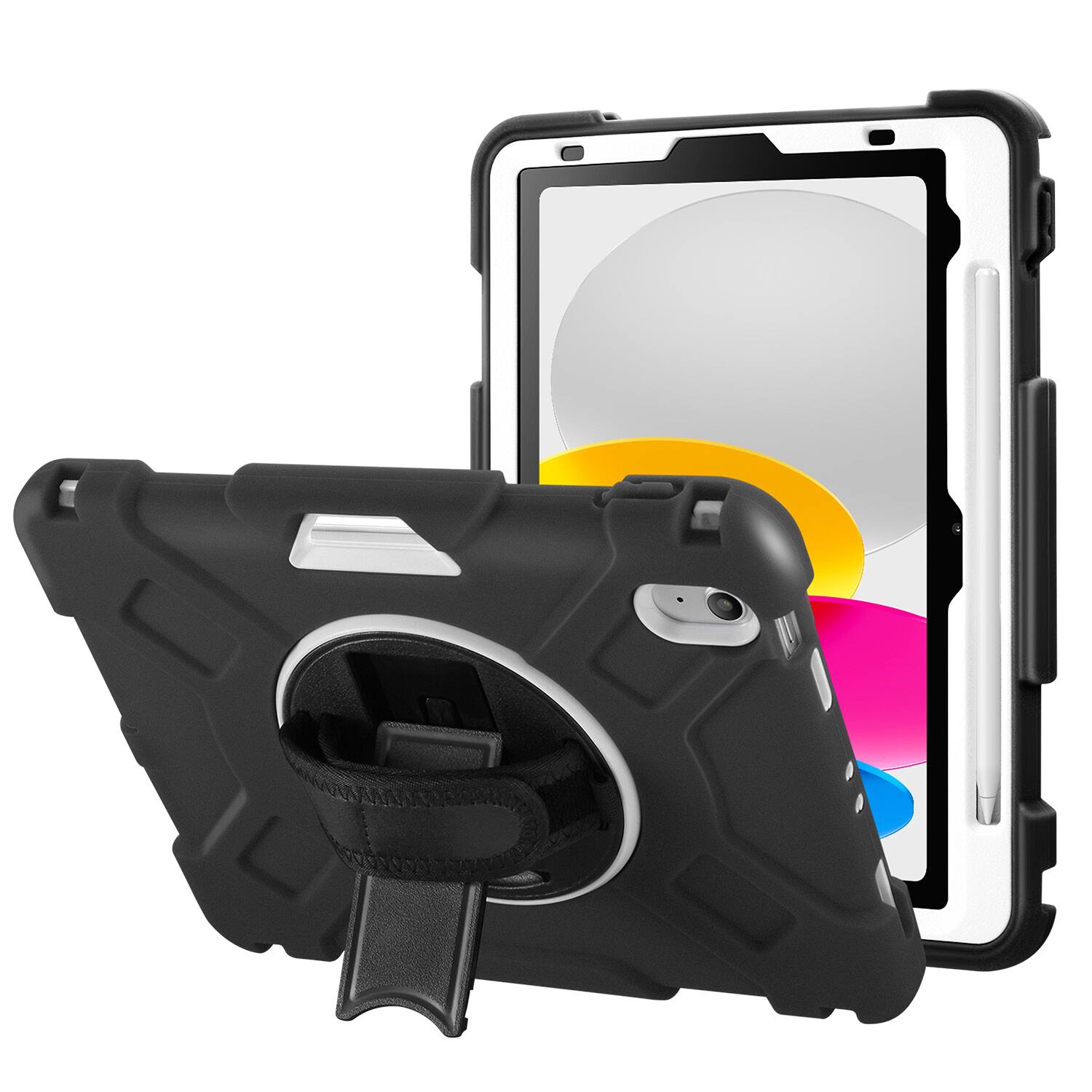 Front. Vena - For Apple iPad A16 Case, iPad A16 10th/11th Case, 360° Rotating Stand with Pencil Holder, Cover for iPad A16 10.9"Black - Black.