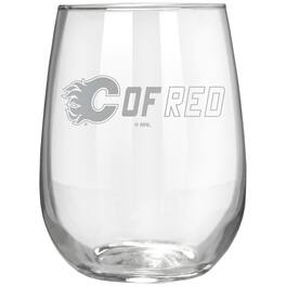 Great American Products - Calgary Flames Etched 17oz. Rally Cry Stemless Wine Glass - Multicolor