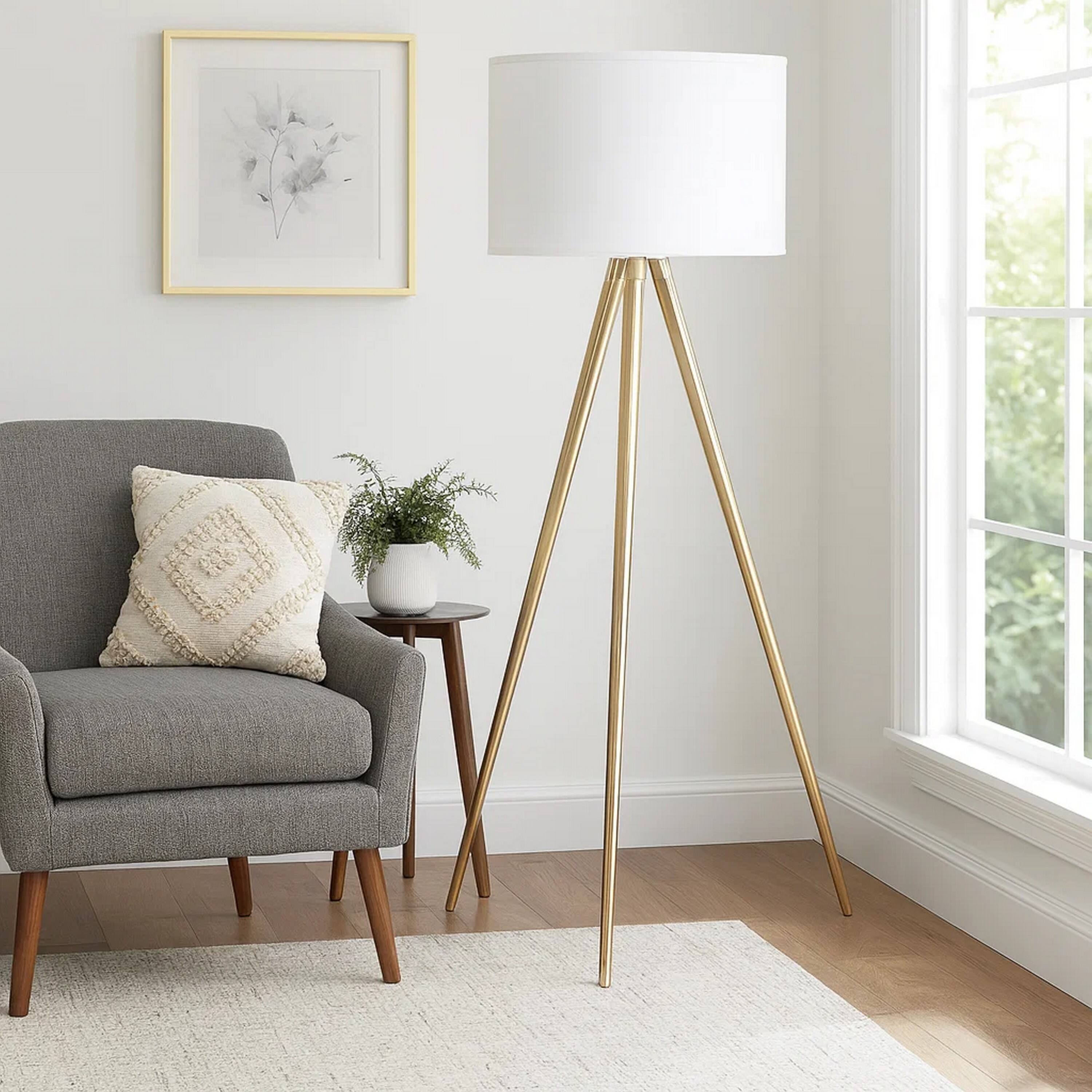 Alt View 3. Manhattan Lane - Kera Floor Lamp, Drum Shade, Tripod Base 64 Inch.