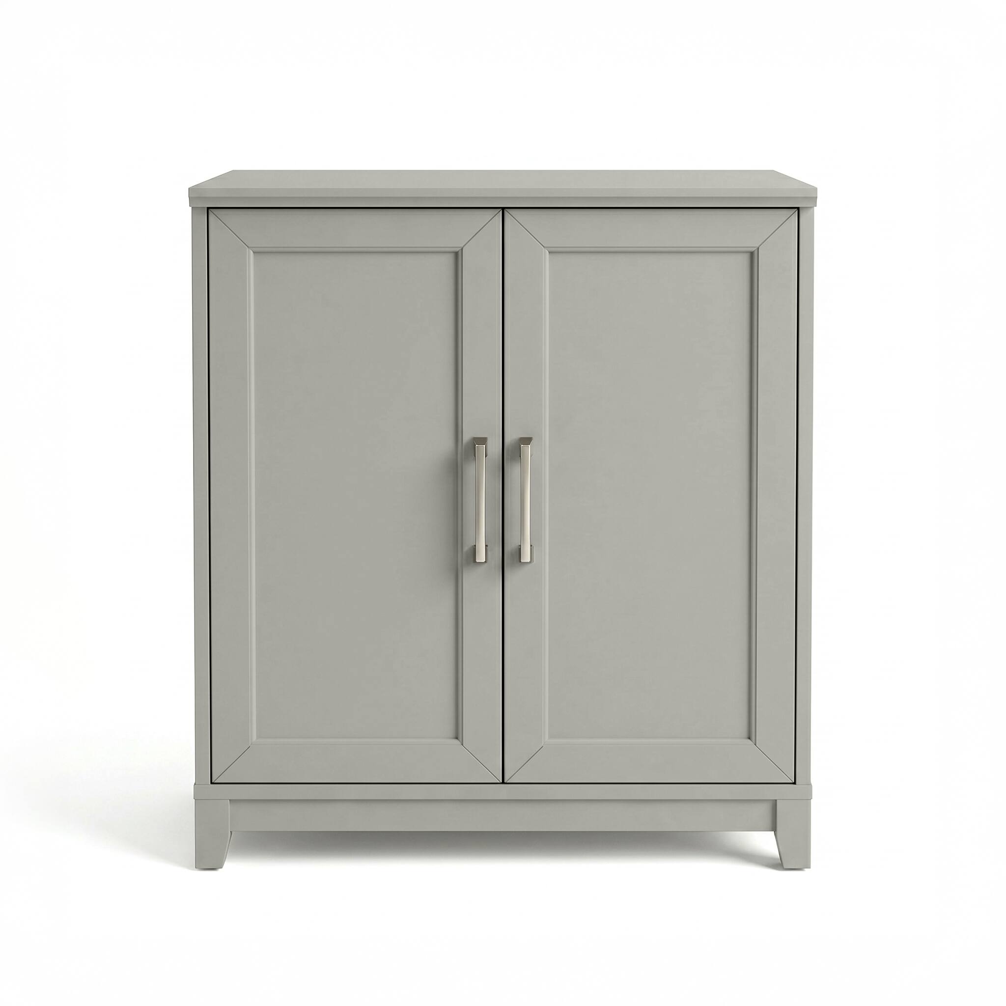 Alt View 10. Martha Stewart - Bedford Set of 2 Modular Storage Cabinets with Adjustable Shelf, Soft-Close Doors, Solid Wood Frames and Legs - Bedford Gray/Brushed Stainless Steel Hardware.