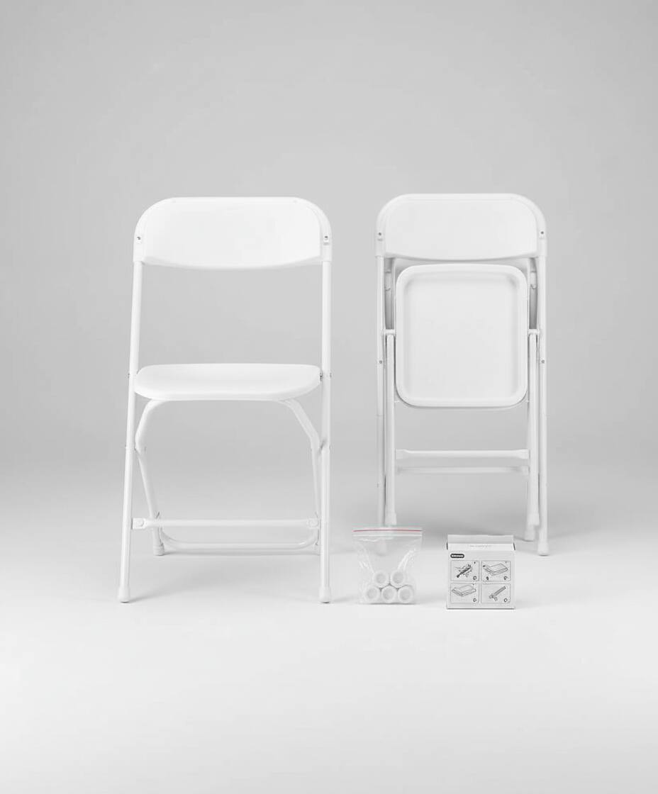 Alt View 1. AOITUN - Folding Chair 4 Pack Plastic Foldable for Quality Daily Use - Sturdy and Portable Seating for Dorms, Events, and Home - White.