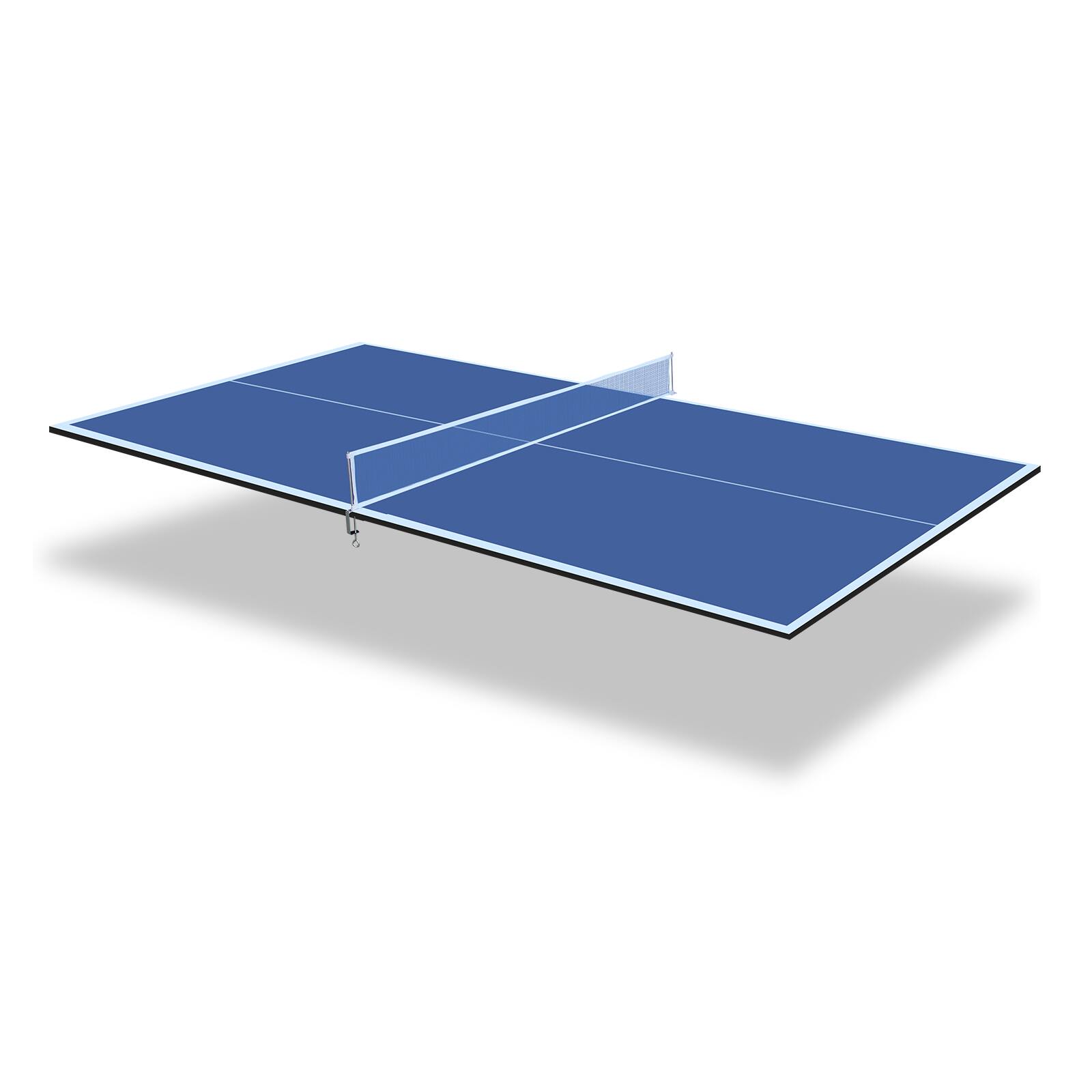 Front. APRILSOUL - Blue Mid Size Ping Pong Conversion Top Foldable Portable Table Tennis Table Top Indoor Games - Blue.