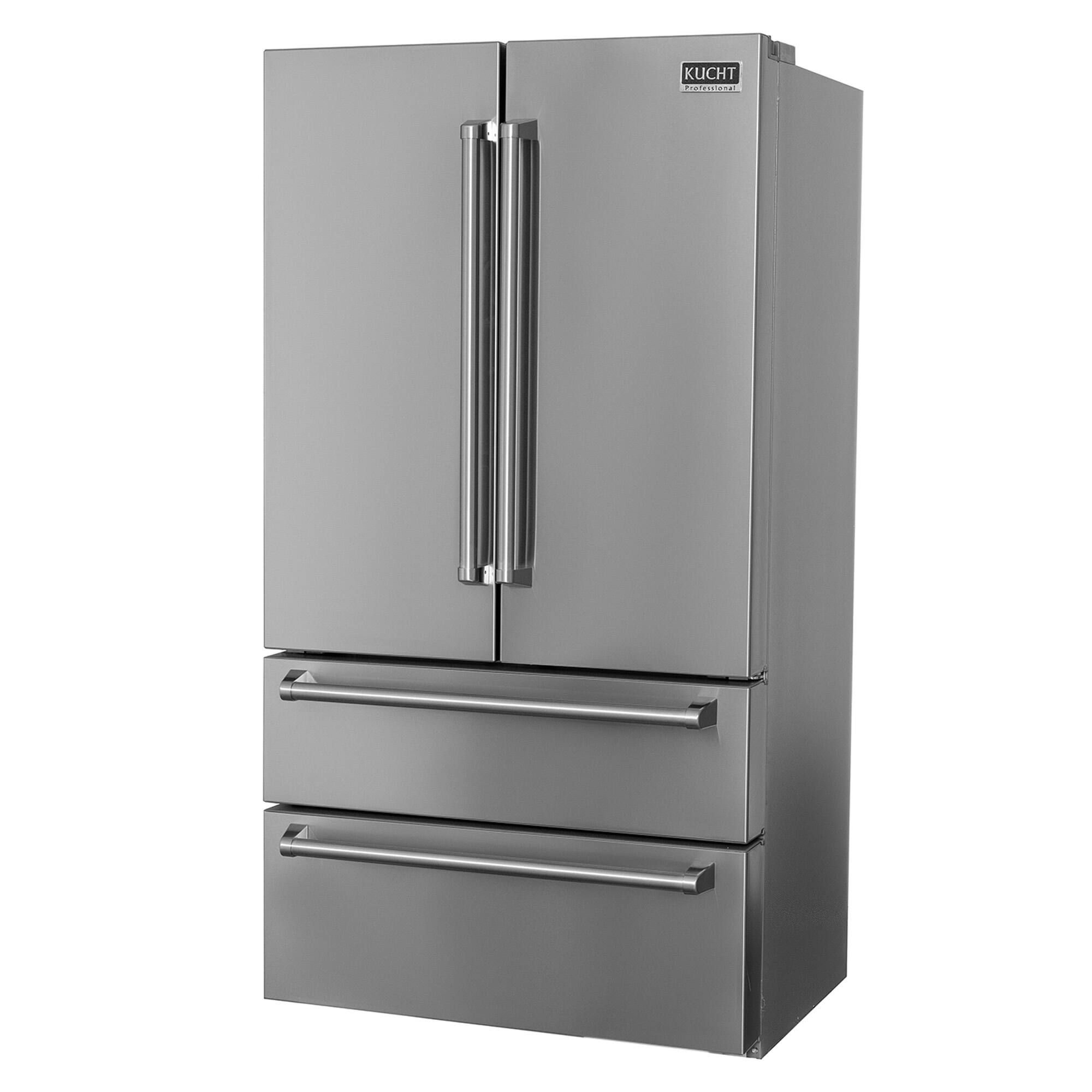 Back. Kucht - Pro-Style 36 in. 22.5 cu. ft. Counter Depth Freestanding French Door Refrigerator in Stainless Steel with Ice Maker - Stainless Steel.