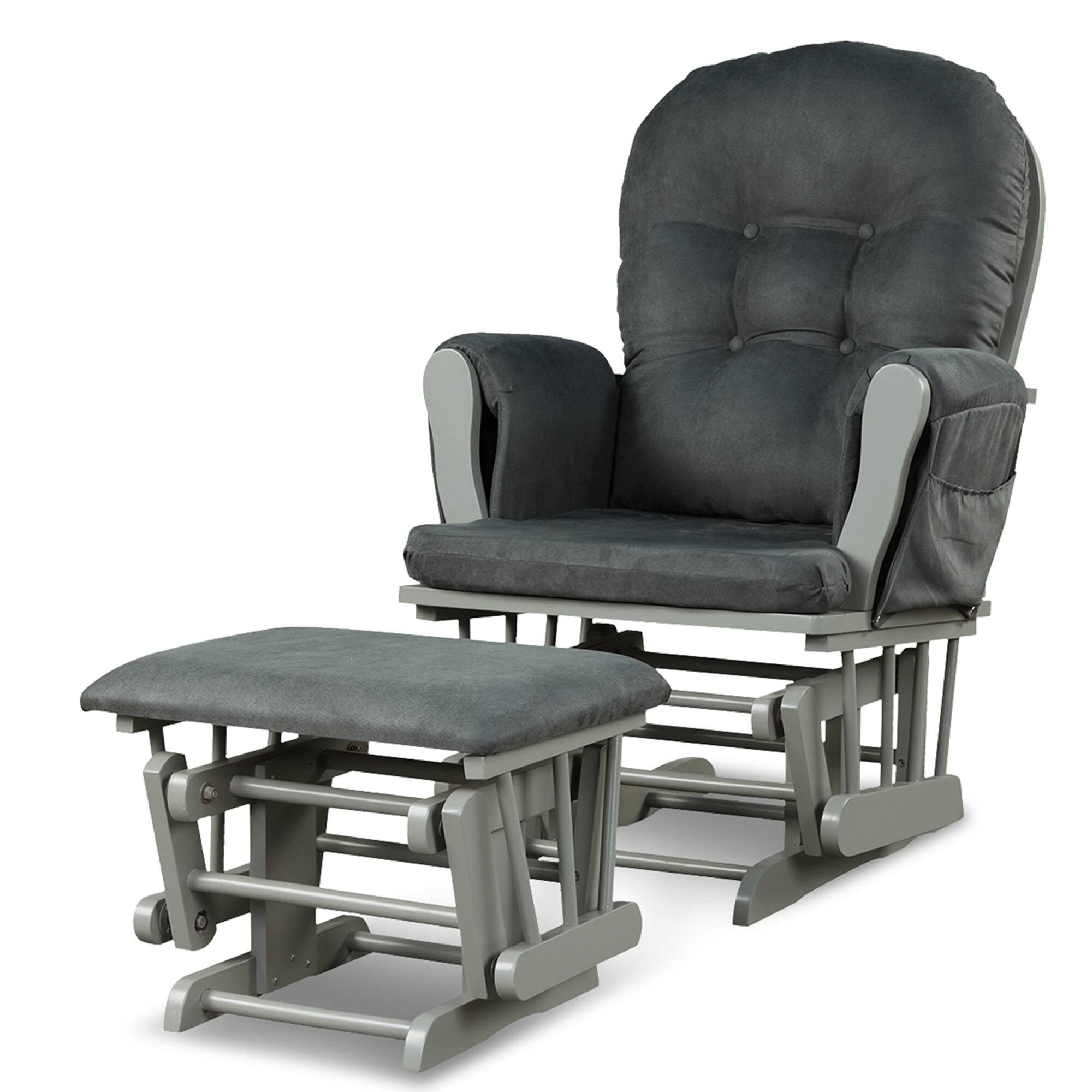 Alt View 7. Costway - Glider and Ottoman Cushion Set Wood Nursery Rocking Chair - Dark Grey.