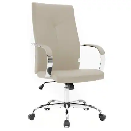 Front. LeisureMod - Sonora High-Back Leather Office Chair with Adjustable Height, Swivel, and Tilt, Desk, Conference Room, or Home Office - Tan.