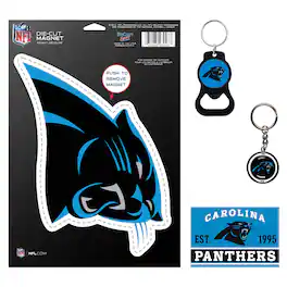 WinCraft - Carolina Panthers 4-Pack Key Rings and Magnets Set - Multicolor
