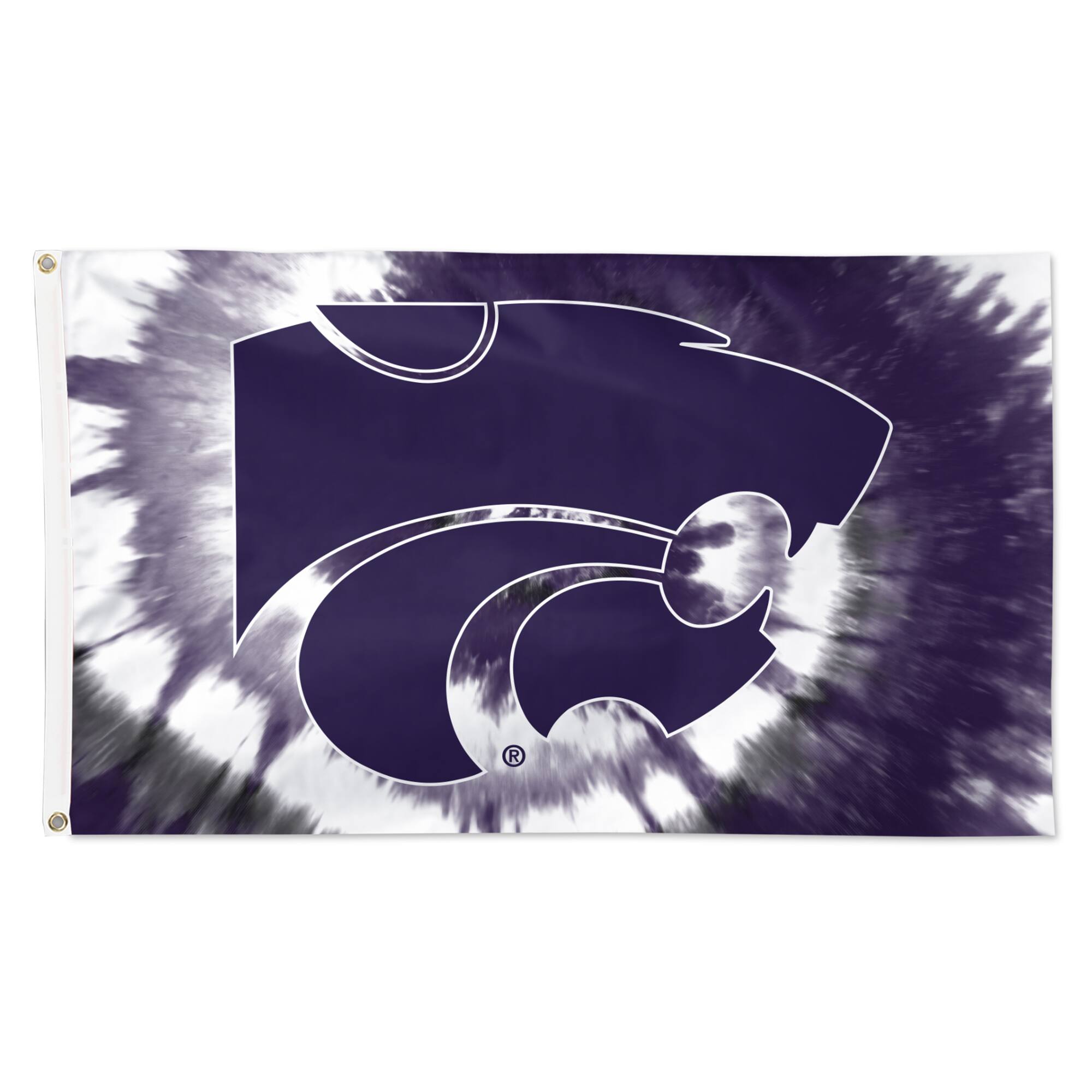 Front. WinCraft - Kansas State Wildcats 3' x 5' Tie-Dye Deluxe Single-Sided Flag - Multicolor.