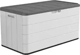 Yardgrace - Resin Outdoor Storage Box with Seat, Waterproof Deck Box for Patio Furniture, Garden Tools & Home Accessories - White