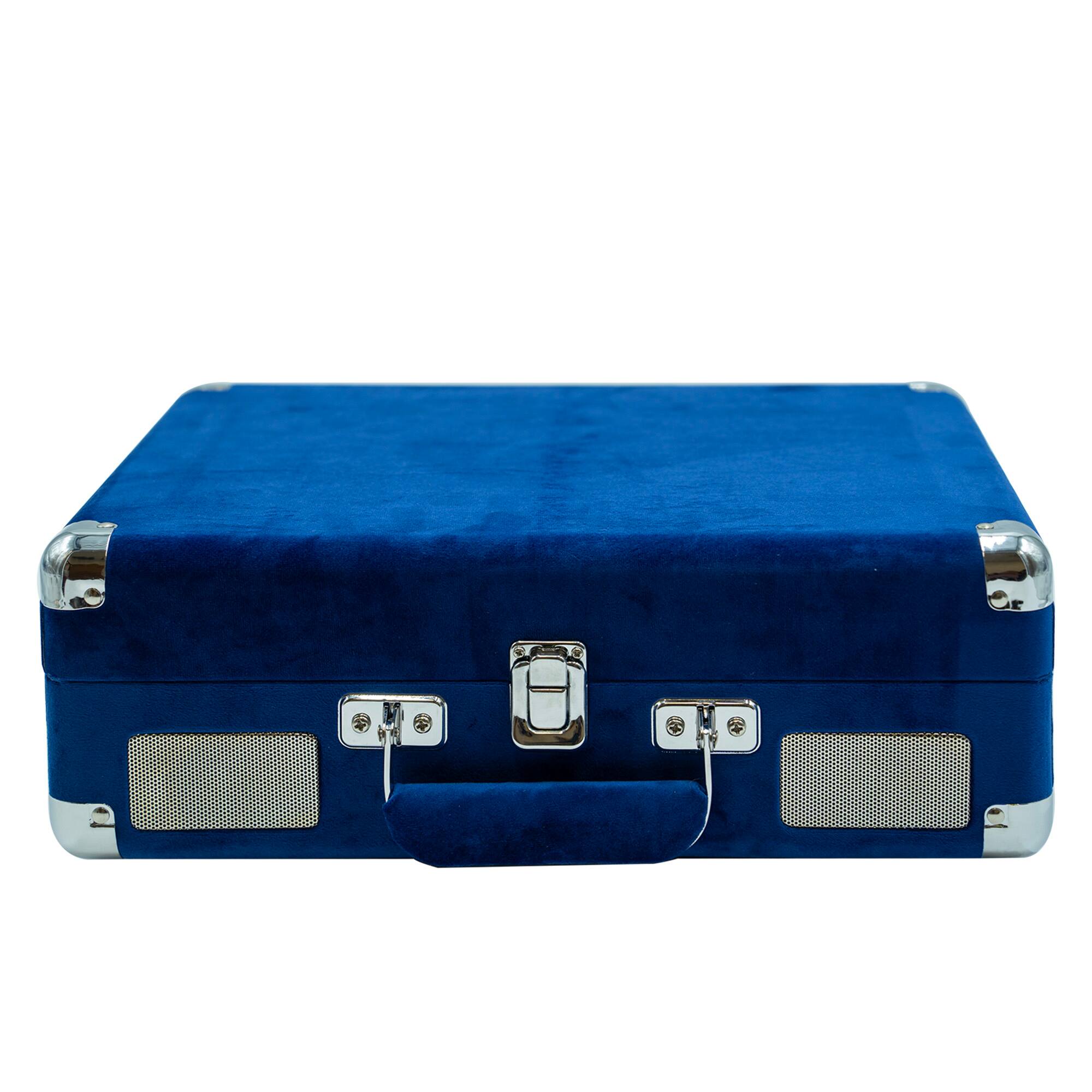 Alt View 2. Arkrocket - Arkrocket Curiosity III Suitcase Bluetooth Record Player Turntable built-in Speakers (Klein Blue Velvet) - Klein Blue Velvet.