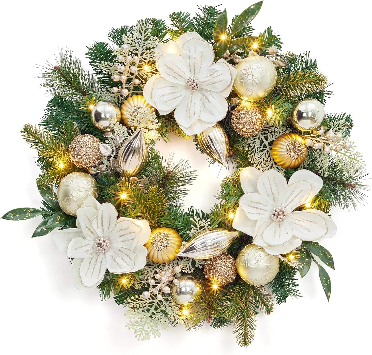 Jojoka - 24 Inch Christmas Wreaths for Grand Entryway and Entrance Displays - Green