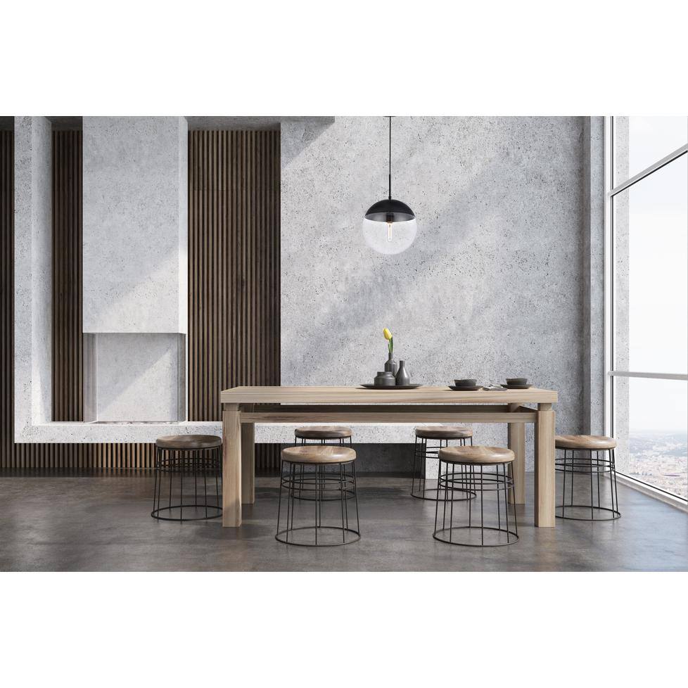 Angle. Living District - Eclipse 1 Light Black Pendant With Clear Glass - Black And Clear.