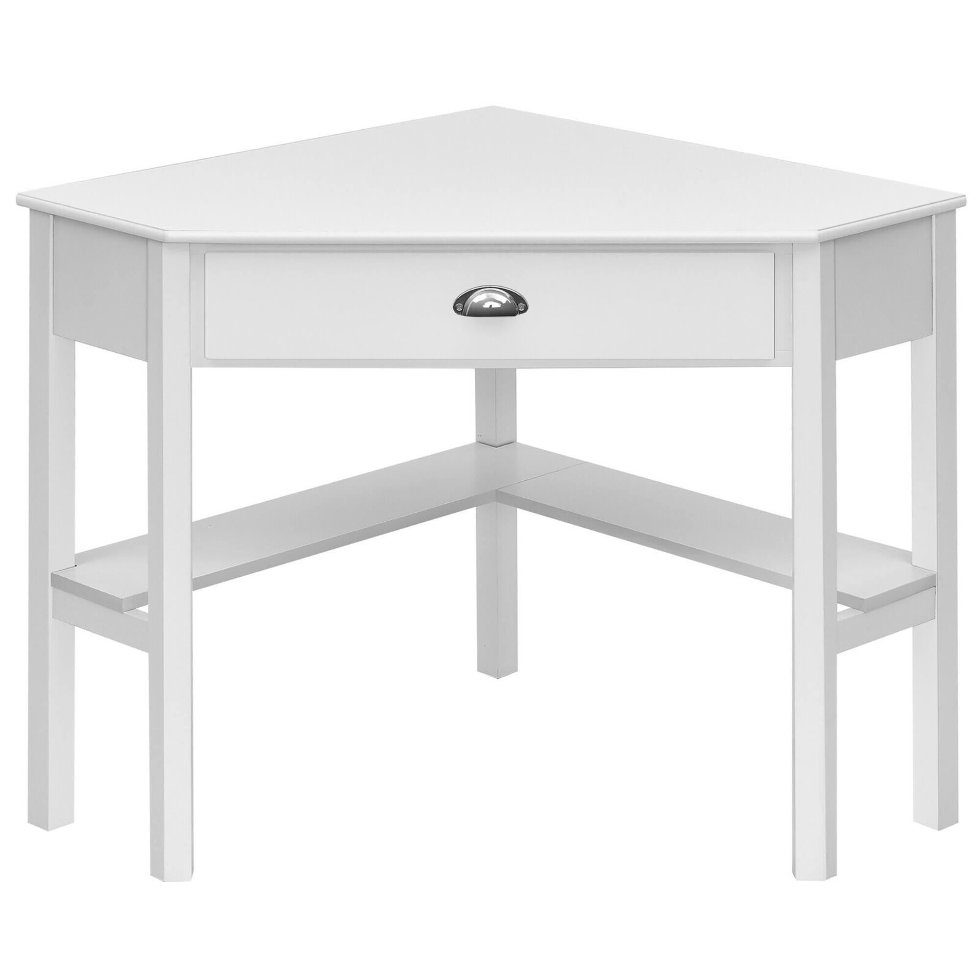 Alt View 18. Costway - Triangle Corner Office Desk with Drawer Shelves - Rustic White.