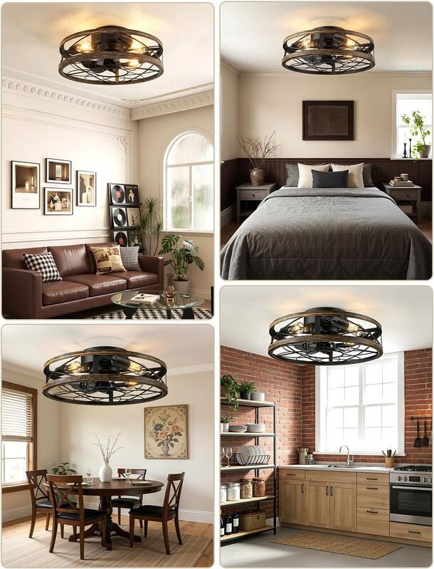Alt View 7. Akofun - 20" IP65 Waterproof Fan Light, Remote Plug-in, Quiet DC Motor,1200LM Dimmable 3000-6500K Outdoor Patio Use - Black&Walnut.