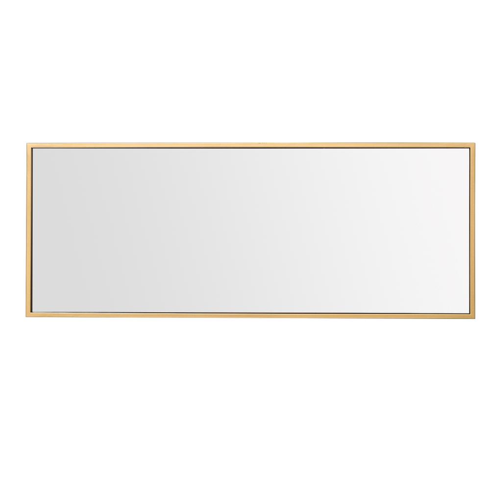 Left. Elegant Decor - Metal frame rectangle mirror 14 inch in Brass - Brass.