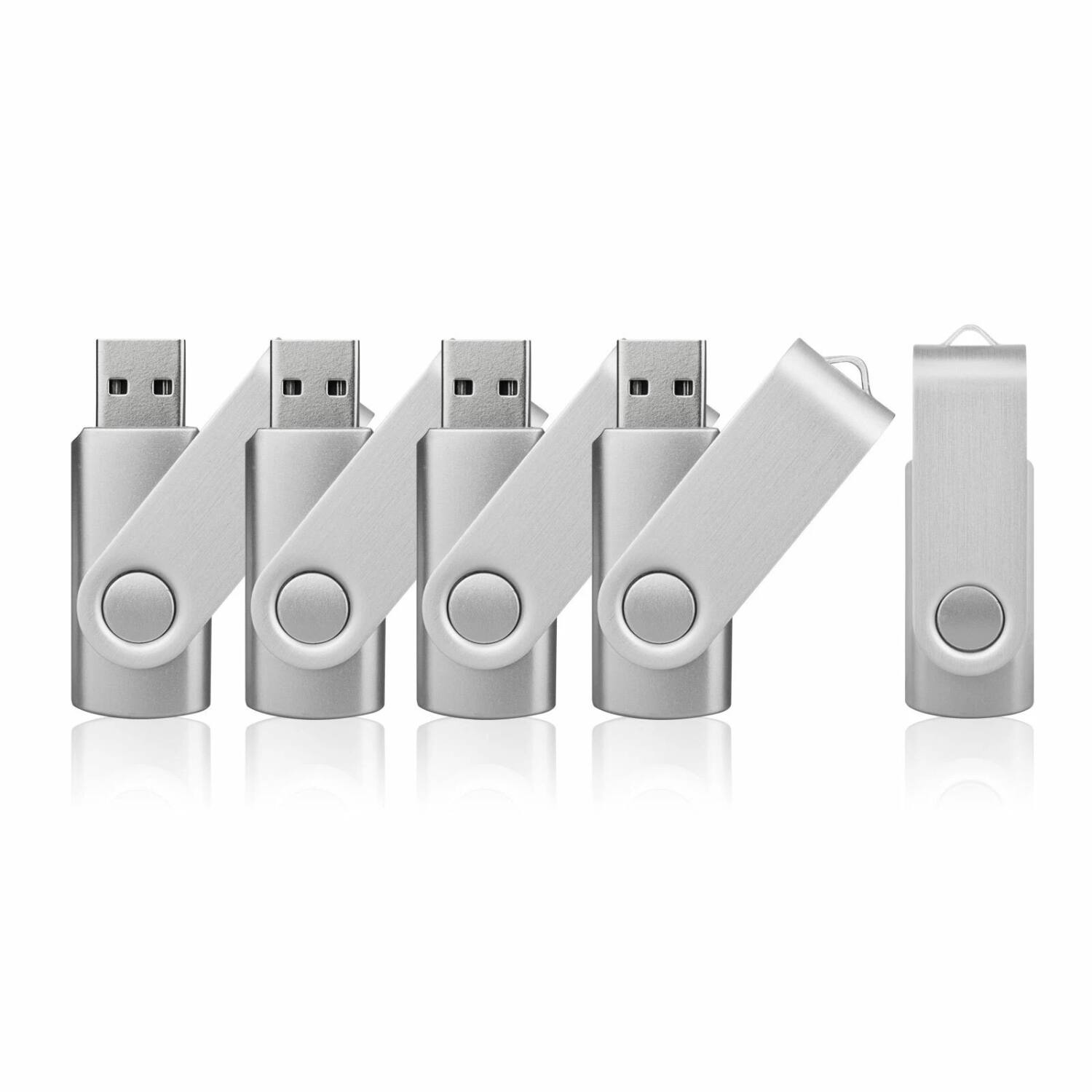 Angle. Stock Preferred - 10-Pack 32GB USB 2.0 Metal Flash Drives - Silver.