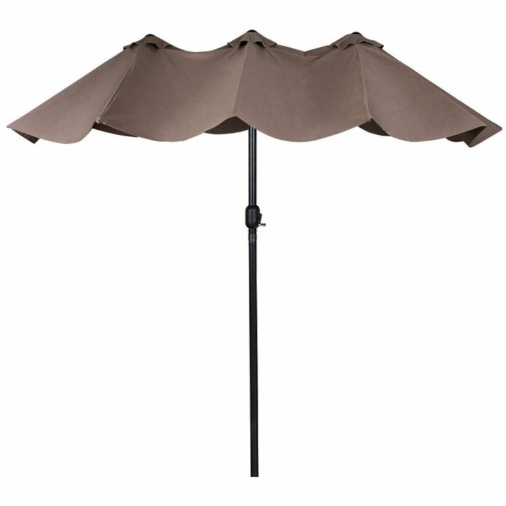 Alt View 2. Mondawe - 15 Feet Double-Sided Patio Umbrella with Crank(Base not includ) - Tan.
