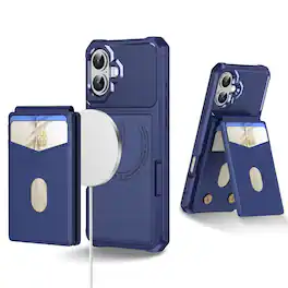 Dteck - For Apple iPhone 17 Wallet Case 2-in-1 Magnetic Leather Flip Stand RFID Blocking Cover With Detachable Card Holder - Darkblue