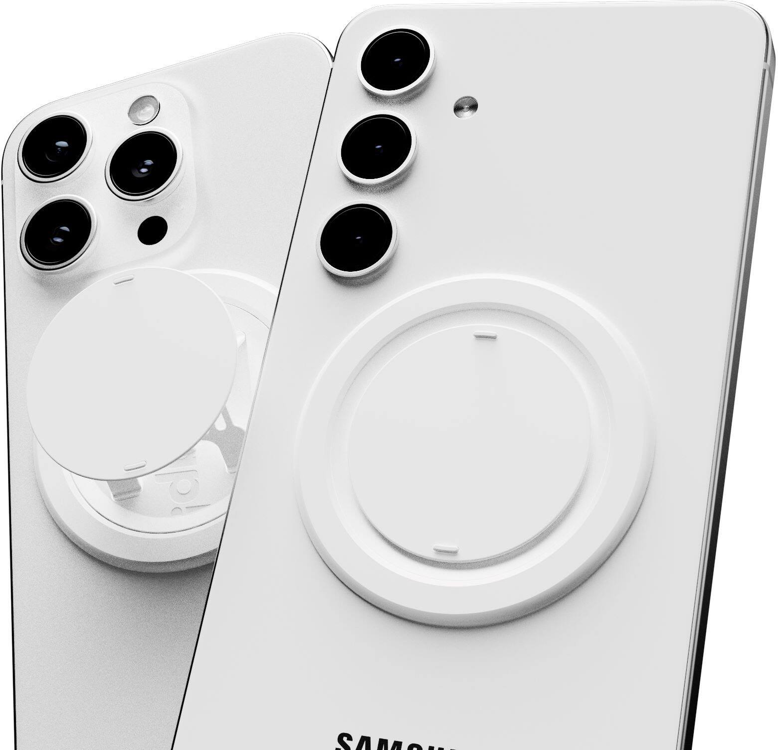 Alt View 3. OhSnap - Snap Magnetic UltraThin Universal Phone Grip and Stand with MagSafe Charge- Thru for Apple iPhones/Universal - Overexposed White.