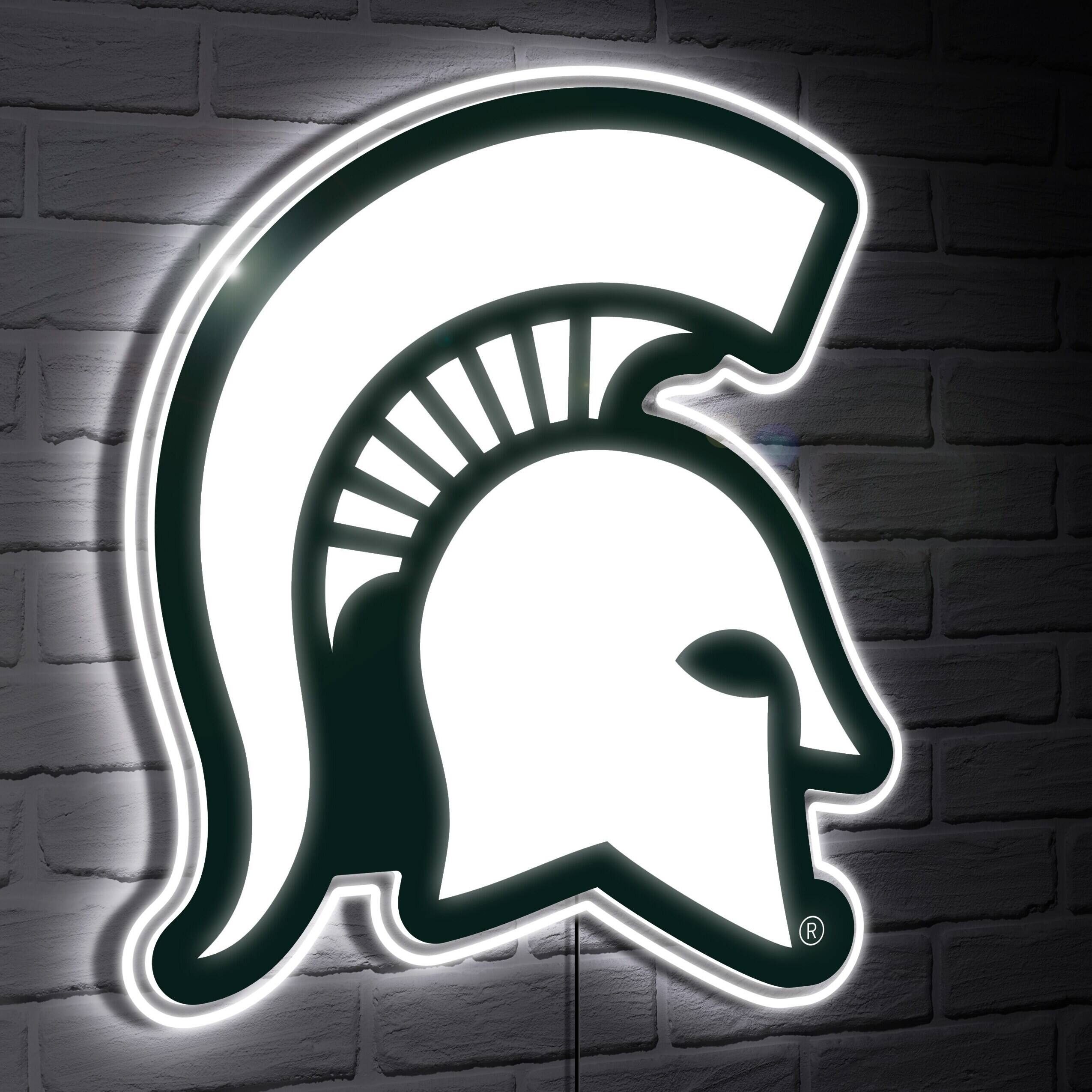 Michigan State Spartans LED Team Logo Shaped Lighted Wall Sign