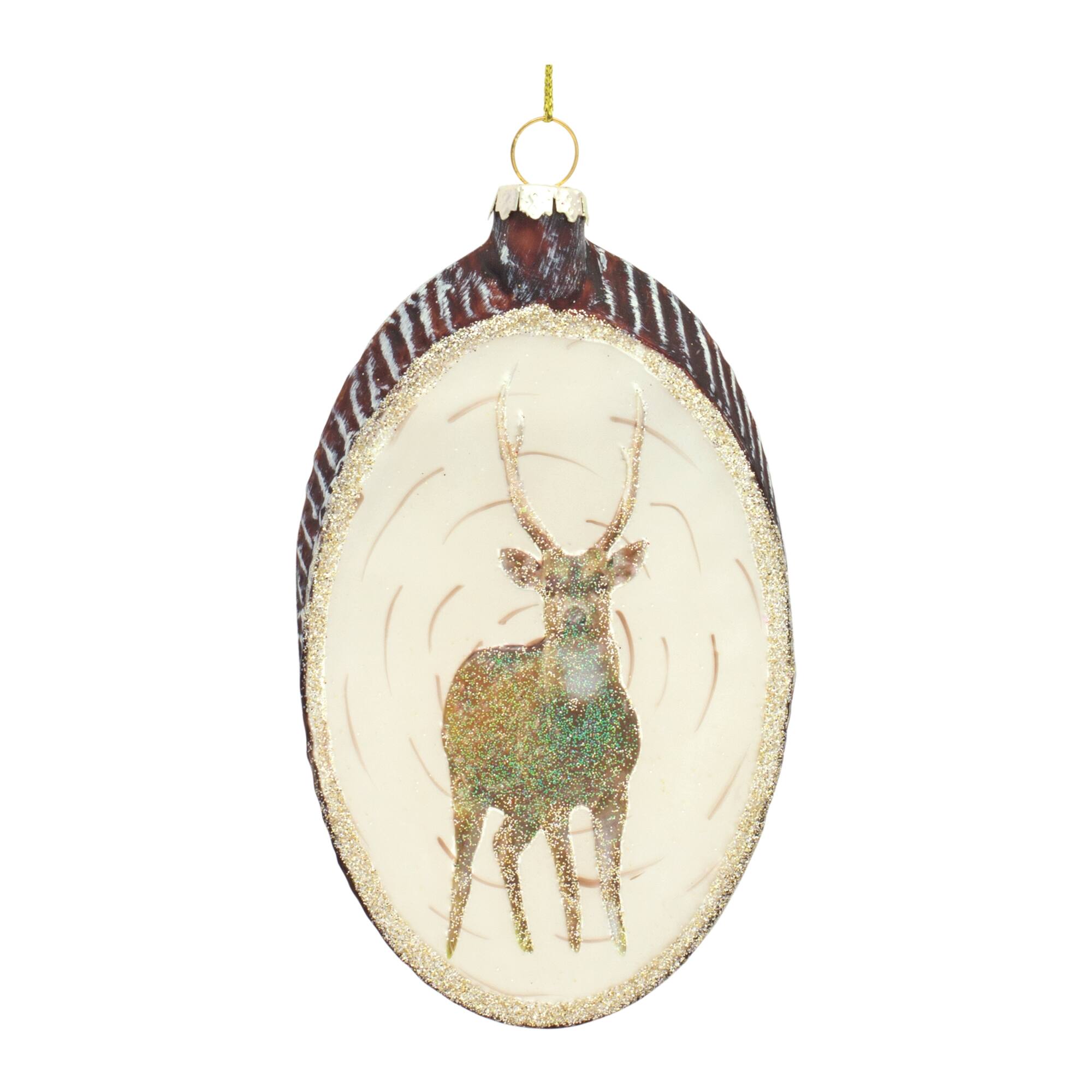 Angle. BreeBe - Deer Disc Ornament (Set of 12) - Gold.