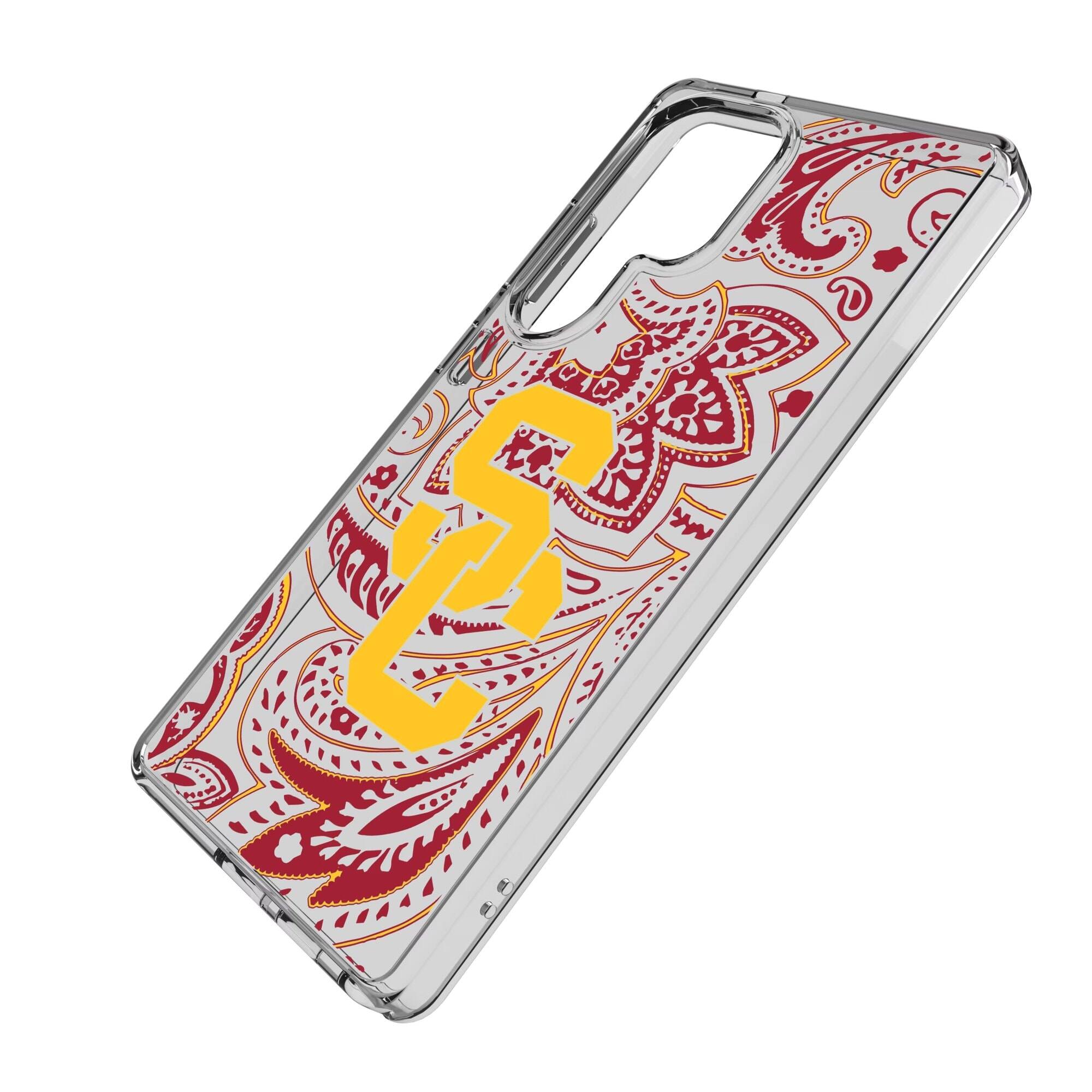 Alt View 1. Keyscaper - USC Trojans Paisley Galaxy Clear Case - S24 - Multicolor.