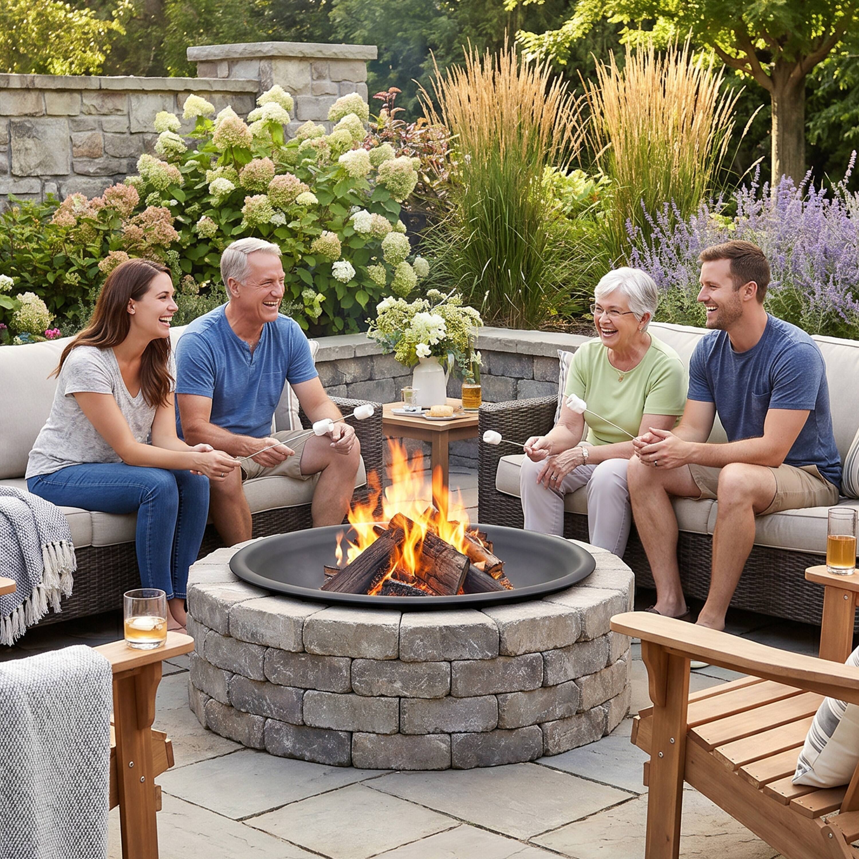 Alt View 10. Sunnydaze - 23 in Classic Elegance Steel Replacement Fire Pit Bowl - Black.