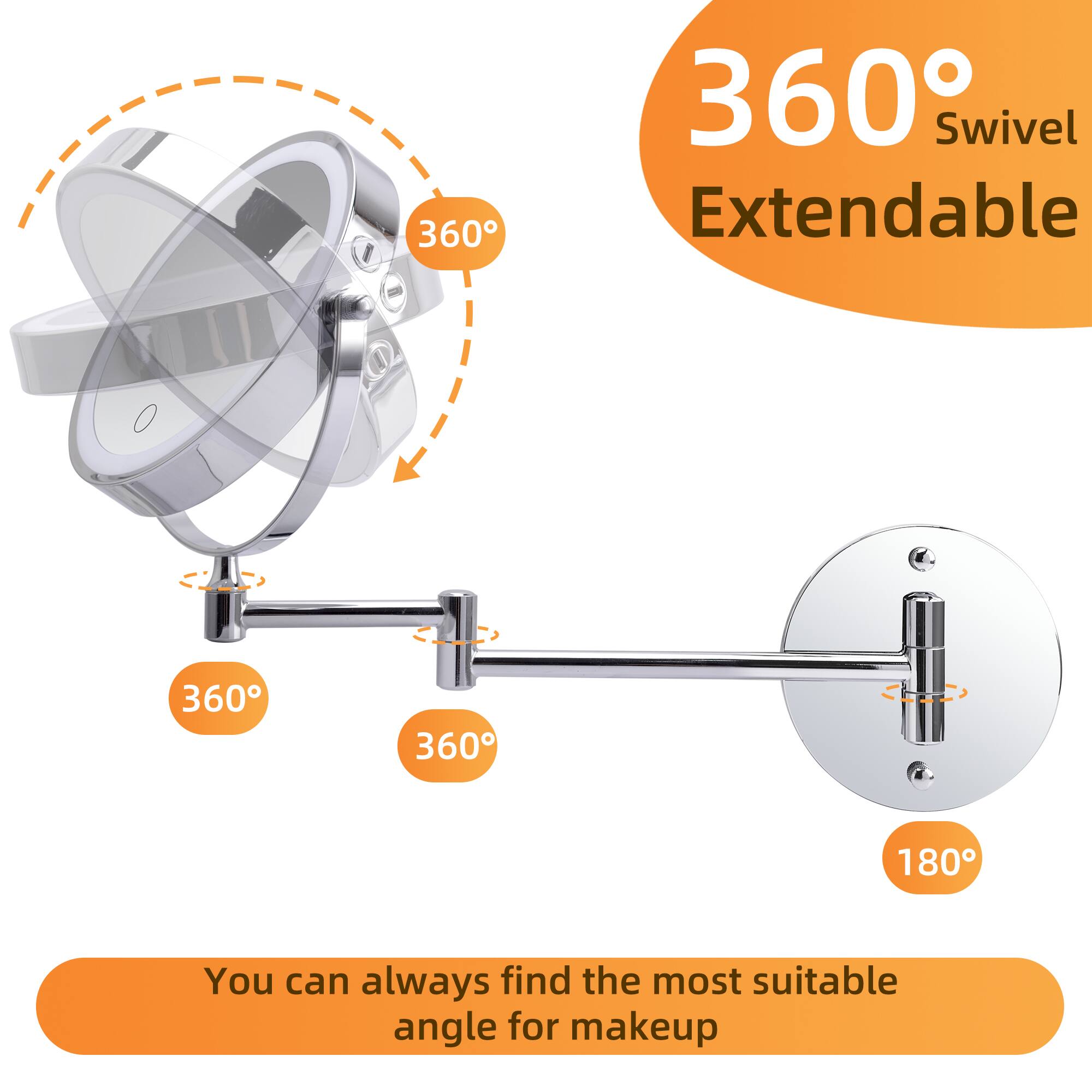 360° Swivel Extendable

You can always find the most suitable angle for makeup