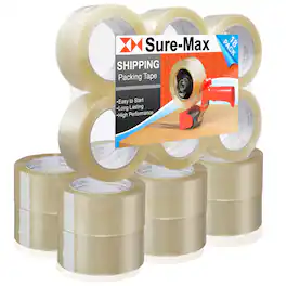Sure-Max - Premium Carton Packing Tape 1.8 mil 330 Feet (110 yards) - Clear
