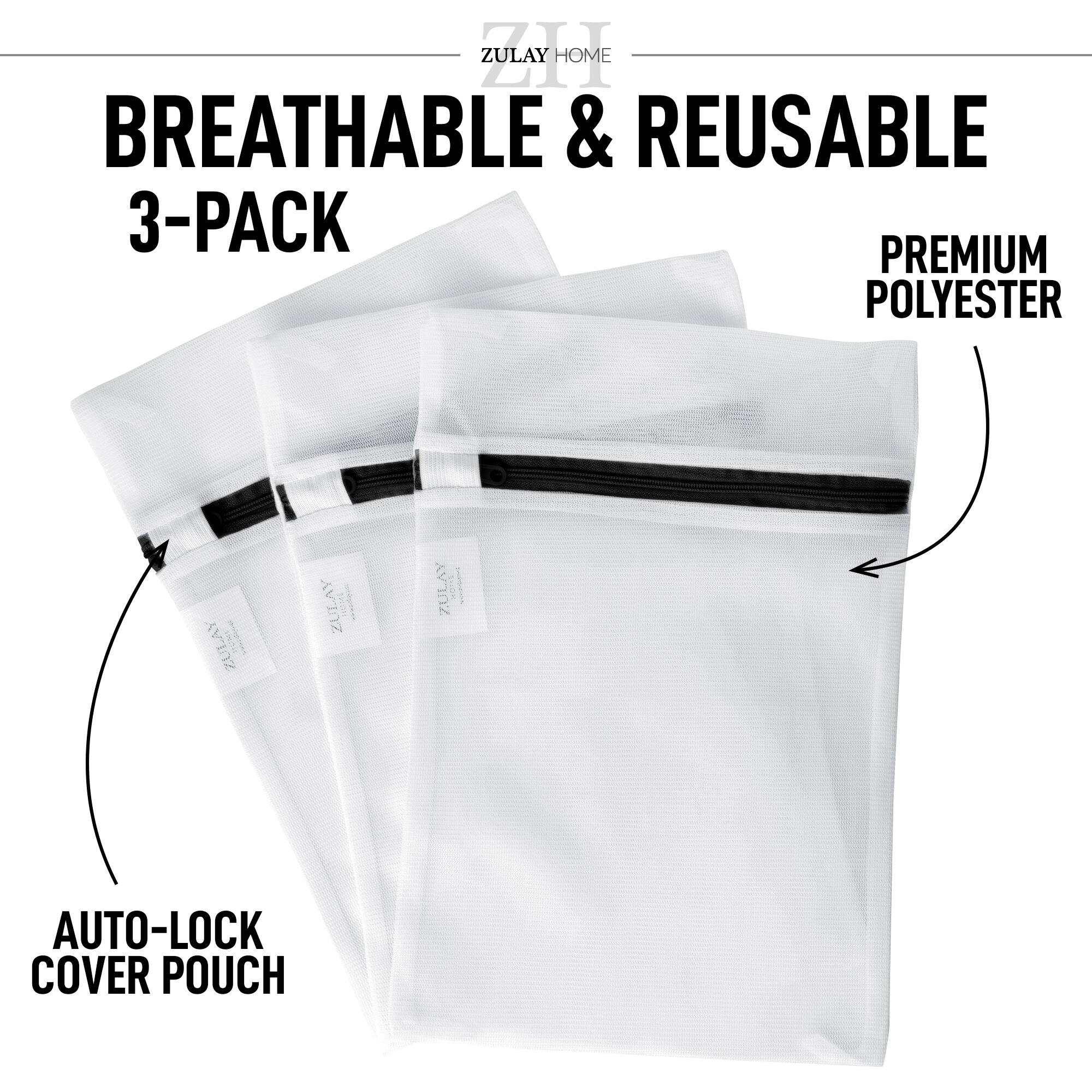 Zulay Home Breathable & Reusable 3-Pack Premium Polyester Zulay Verina Zulay I | Zulay I Sdba Auto-Lock Cover Pouch
