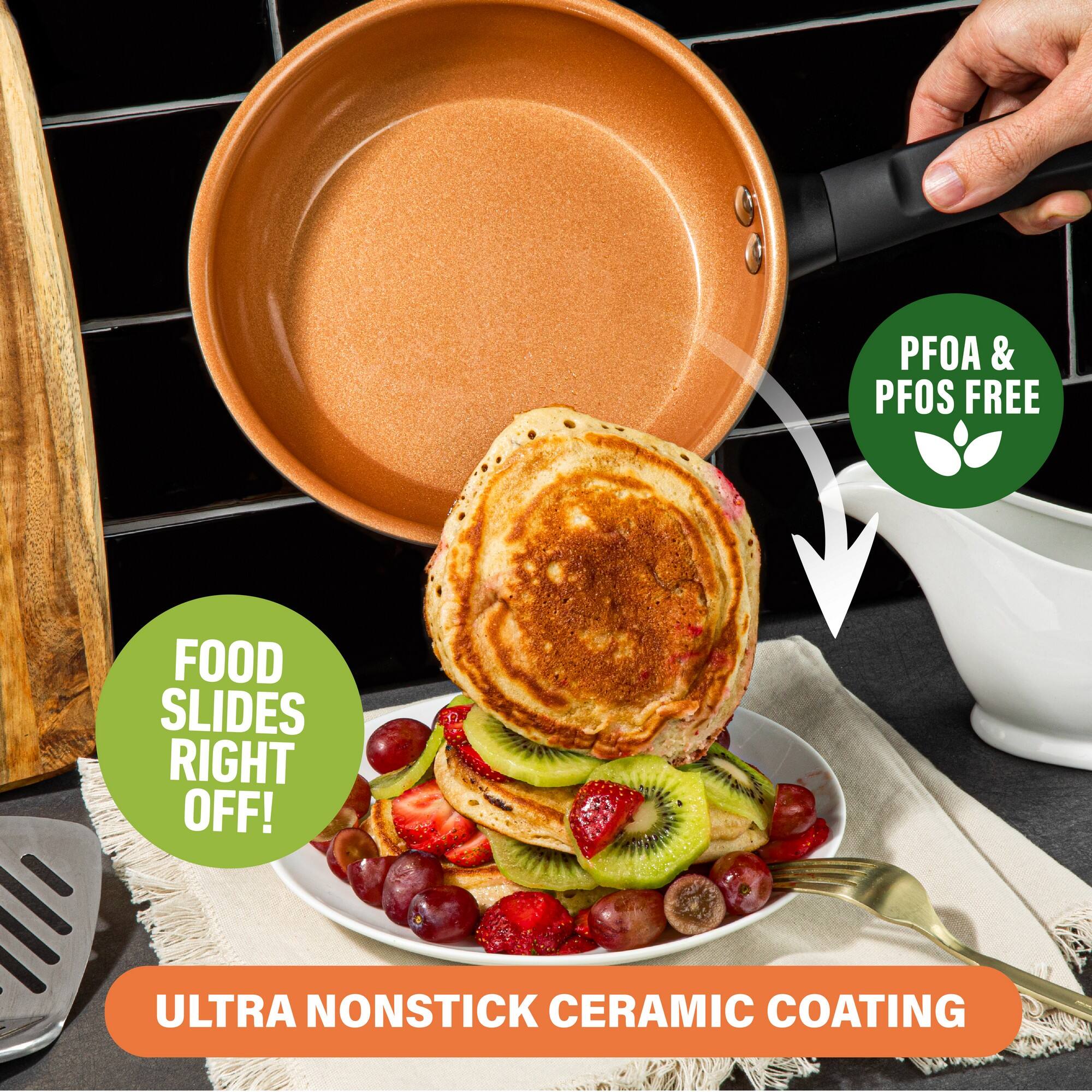 PFOA & PFOS FREE, FOOD SLIDES RIGHT OFF!, ULTRA NONSTICK CERAMIC COATING
